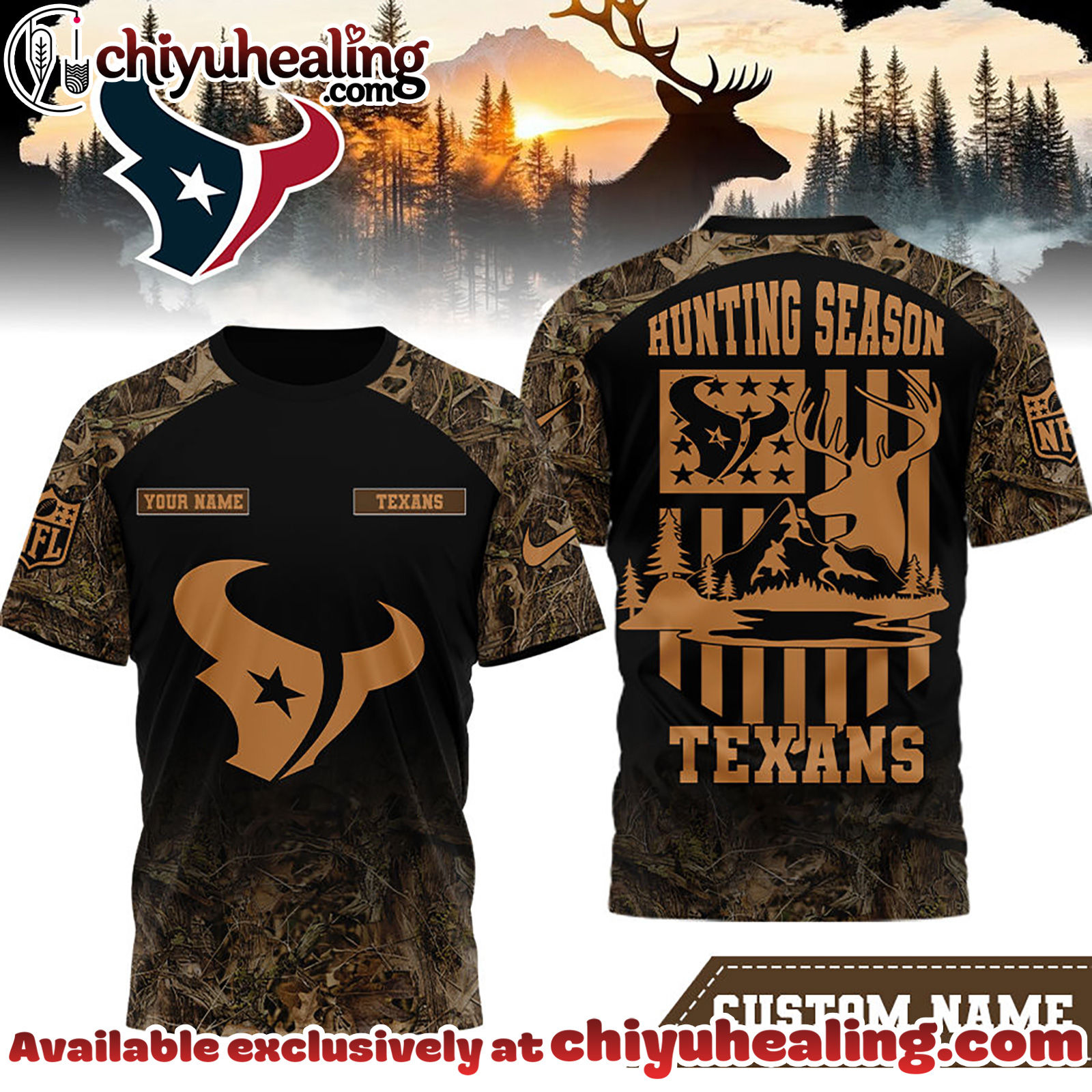 Houston Texans Premium NFL Hunting Season 3D Shirt