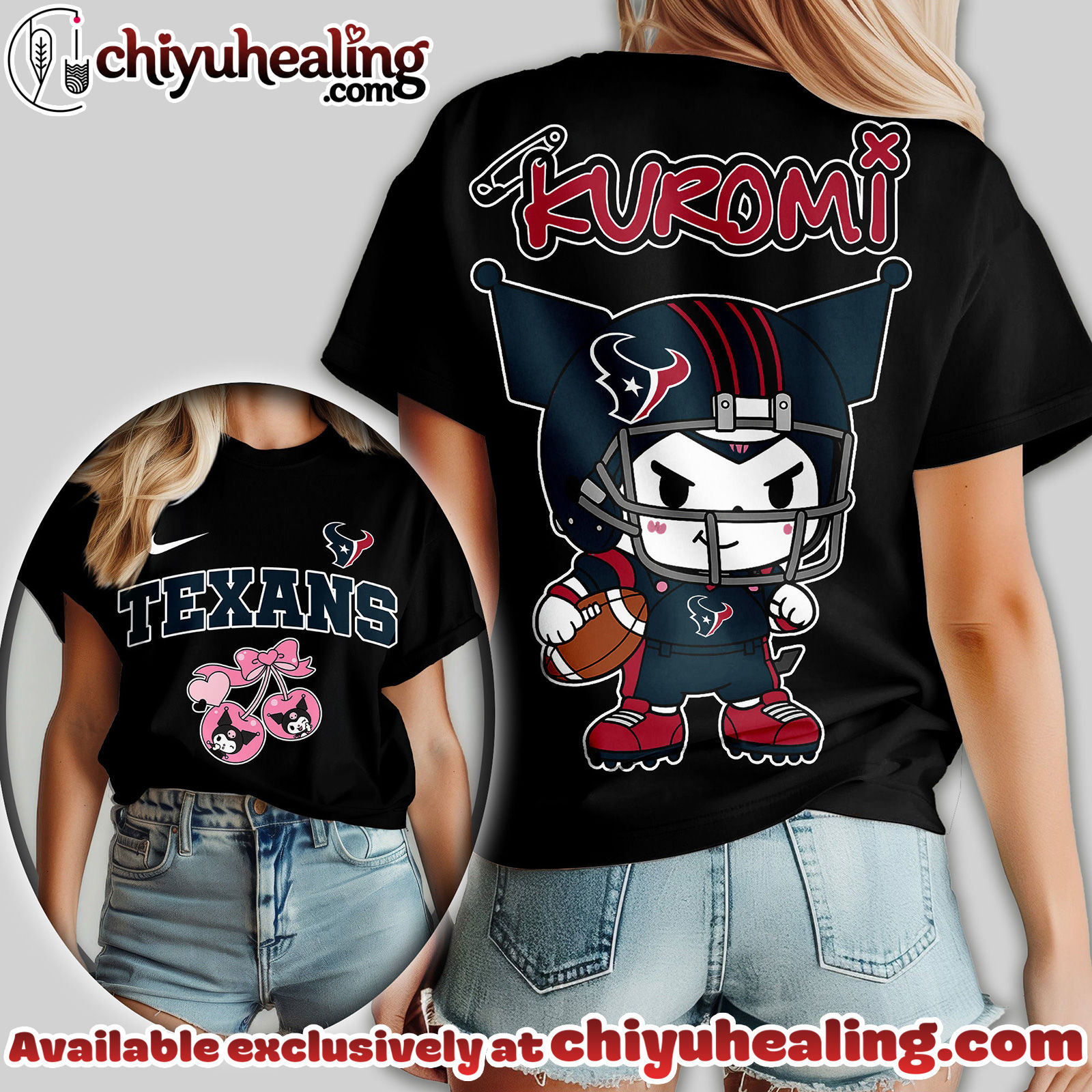 Houston Texans Premium NFL Kuromi Women Shirt Houston Texans Premium NFL Kuromi Women Shirt