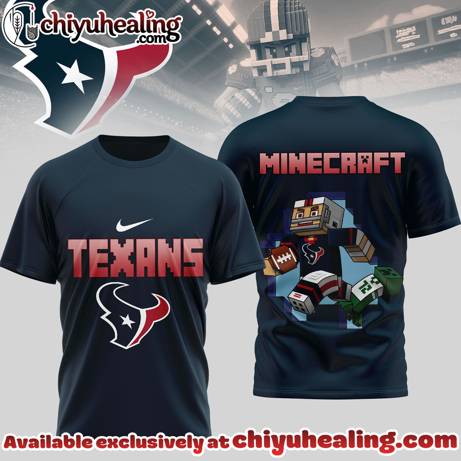 Houston Texans Premium NFL Minecraft 3D Shirt