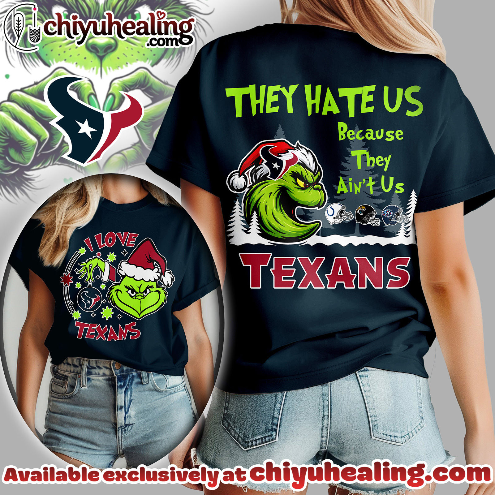 Houston Texans Premium NFL They Hate Us Grinch Women Shirt, Hoodie, Sweatshirt, All Team NFL