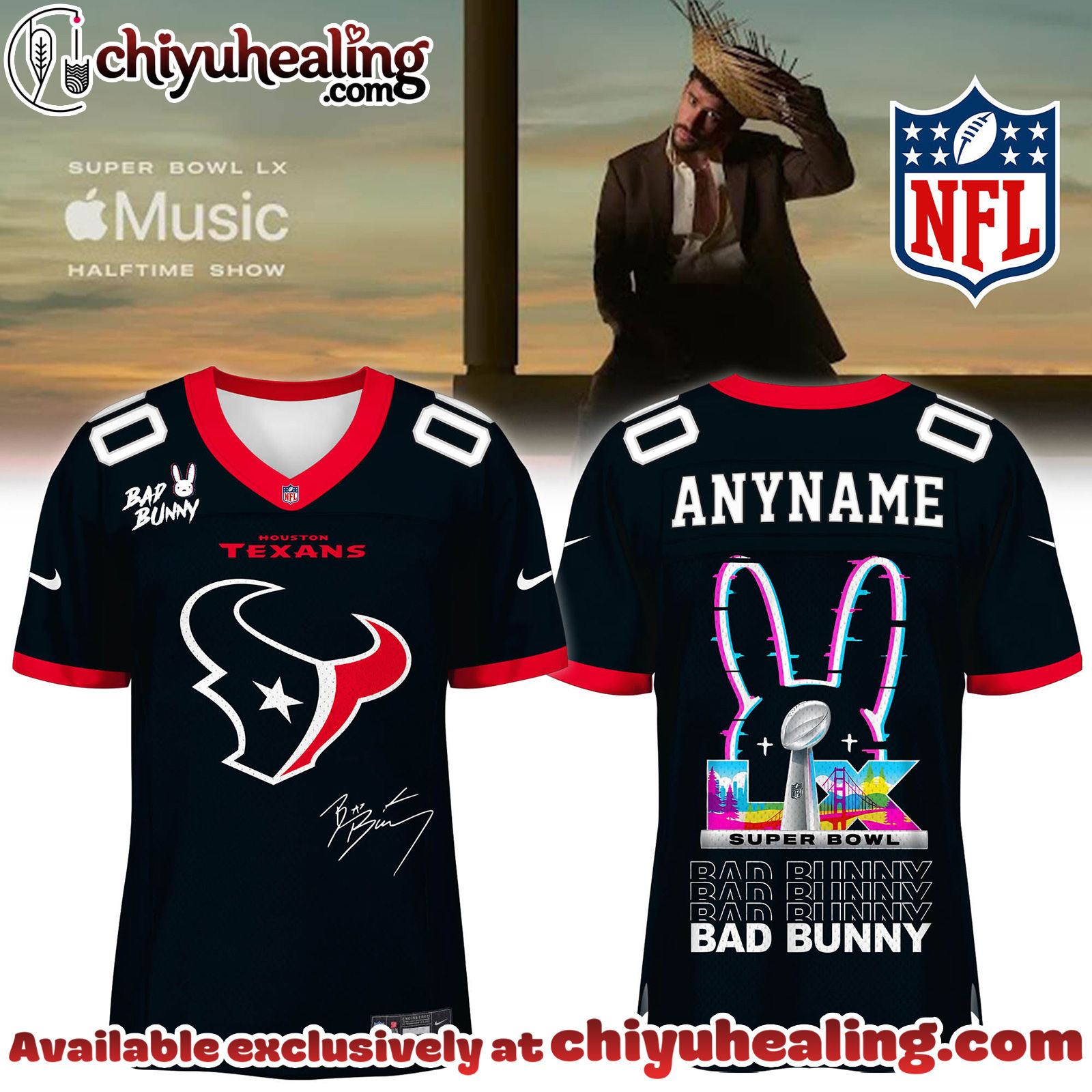 Houston Texans x Bad Bunny Super Bowl Football Jersey Limited Edition