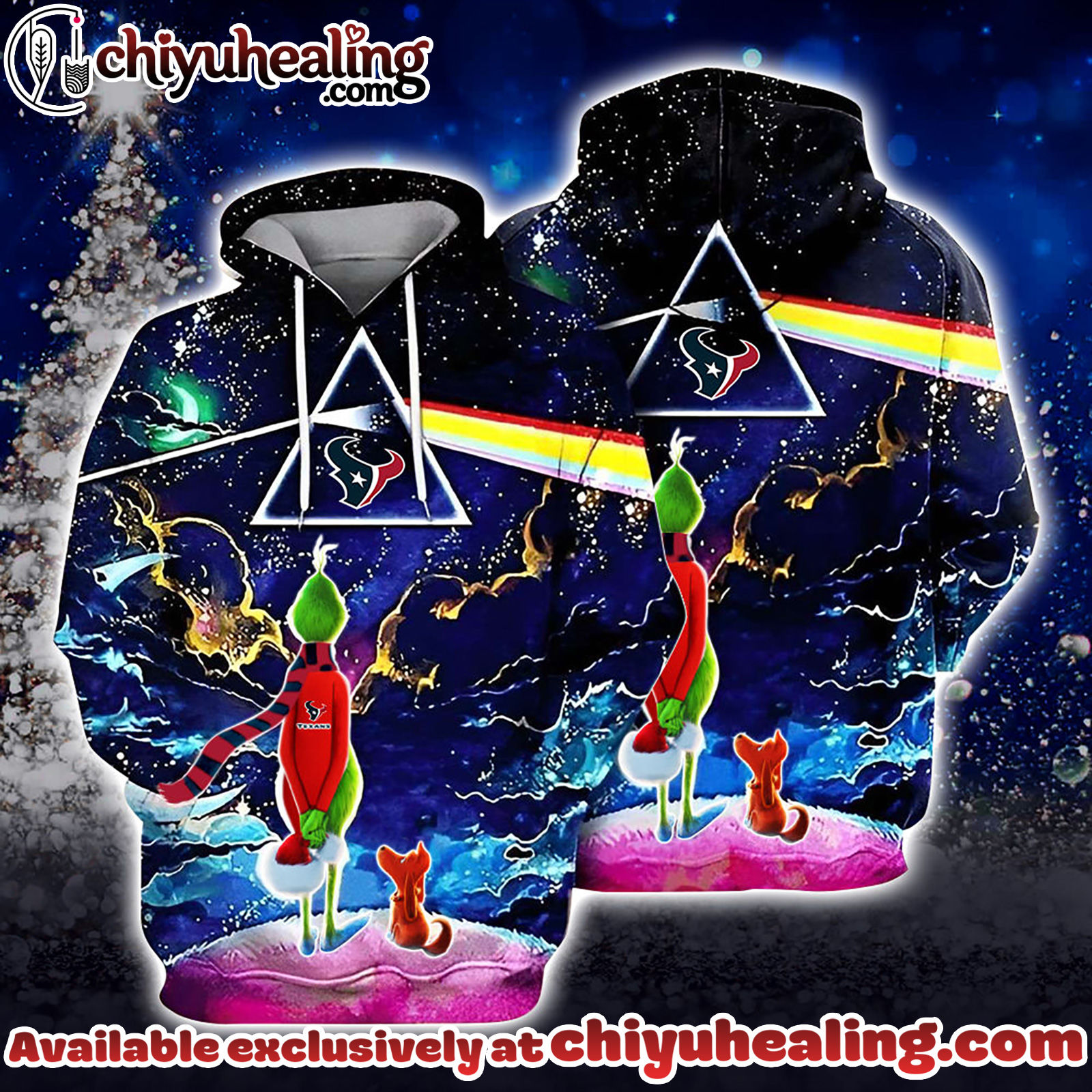Houston Texans x Grinch And Pink Floyd Football Hoodie, T-Shirt, Sweatshirt, All Team NFC Limited Edition-3D