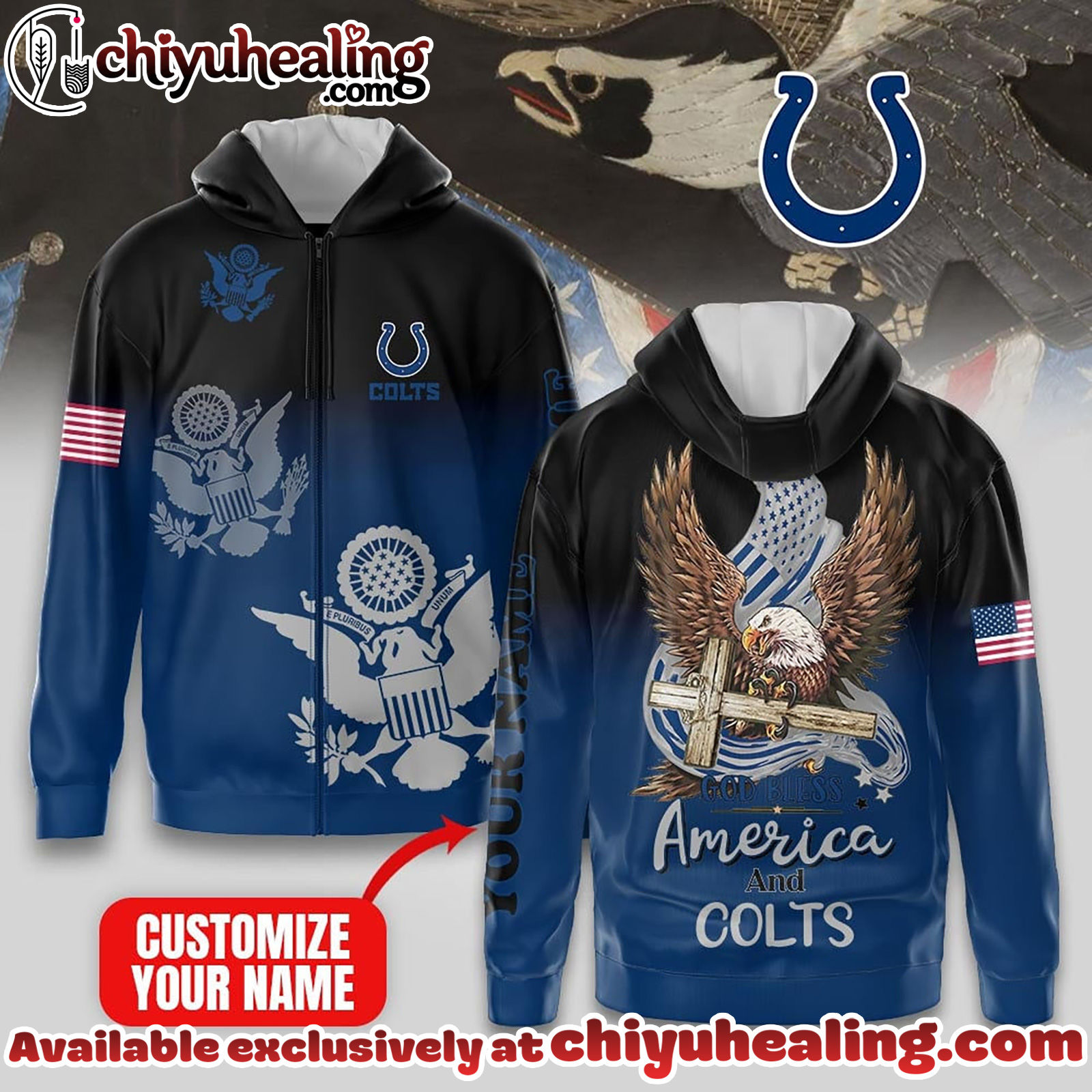 Indianapolis Colts Premium NFL God Bless America Zip Hoodie, T-shirt, Sweatshirt - Ver 2