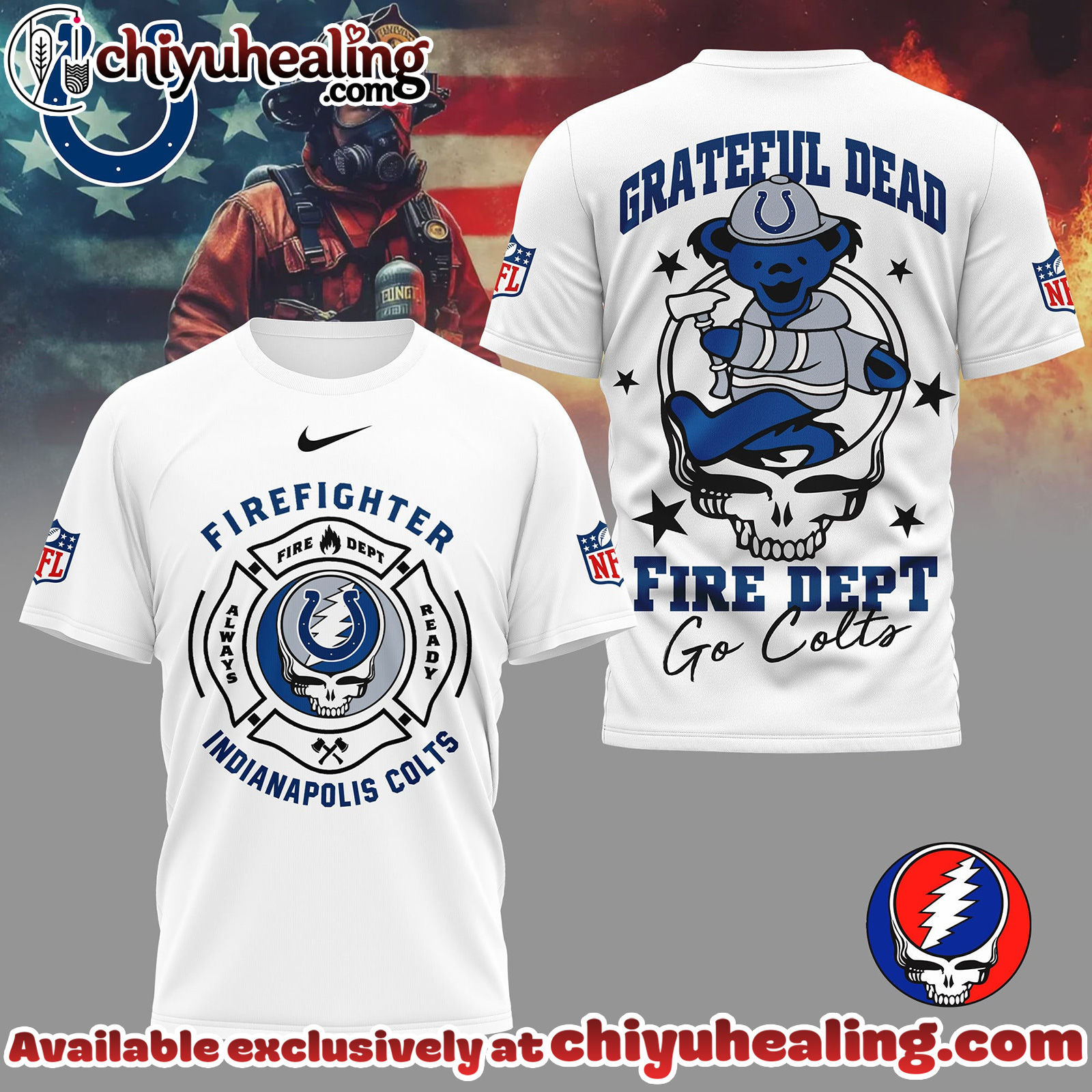 Indianapolis Colts Premium NFL Grateful Dead Firefighter 3D Shirt, Hoodie, Sweatshirt