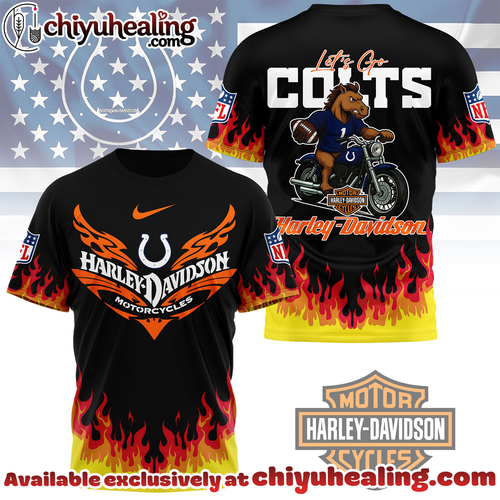 Indianapolis Colts Premium NFL Harley Davidson Firewave 3D Shirt, Hoodie, Sweatshirt, All Team NFL