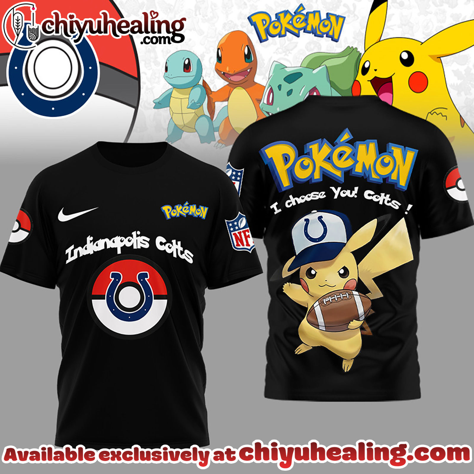 Indianapolis Colts Premium NFL I Choose You Pikachu 3D Shirt, Hoodie, Sweatshirt, All Team NFL