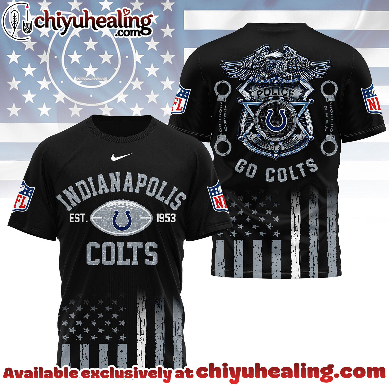 Indianapolis Colts Premium NFL Law Enforcement Tribute 3D Shirt Indianapolis Colts Premium NFL Law Enforcement Tribute 3D Shirt