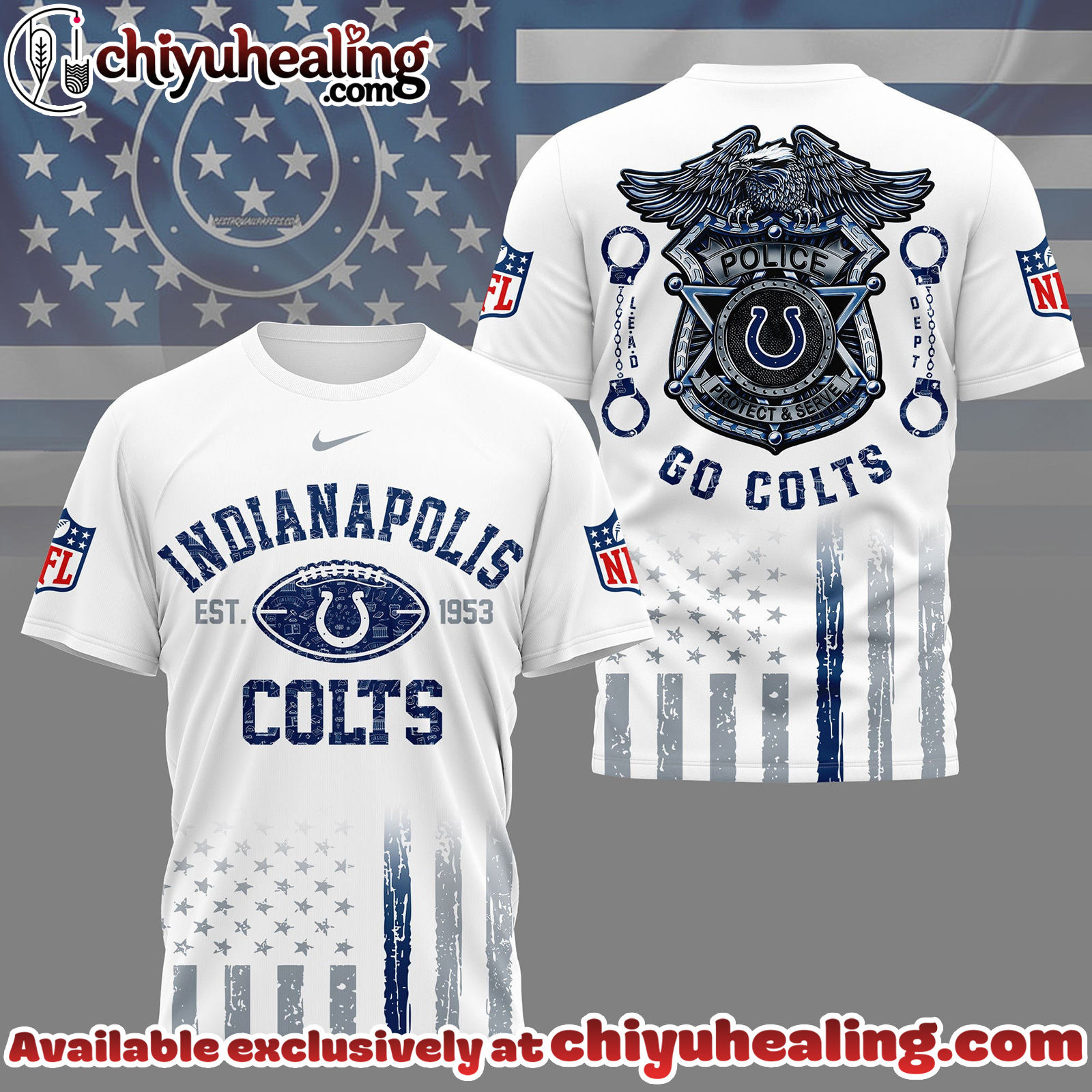 Indianapolis Colts Premium NFL Law Enforcement Tribute 3D Shirt