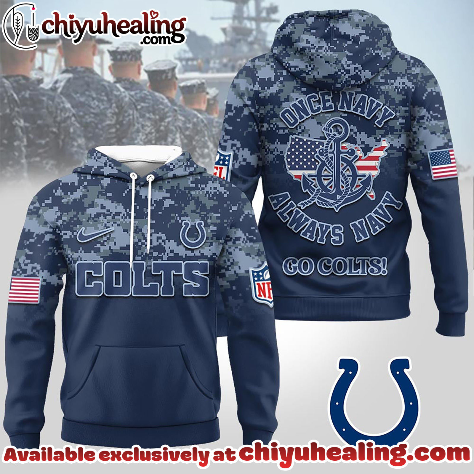 Indianapolis Colts Premium NFL US Navy 3D Hoodie, Sweatshirt, T-Shirt, All Team NFL