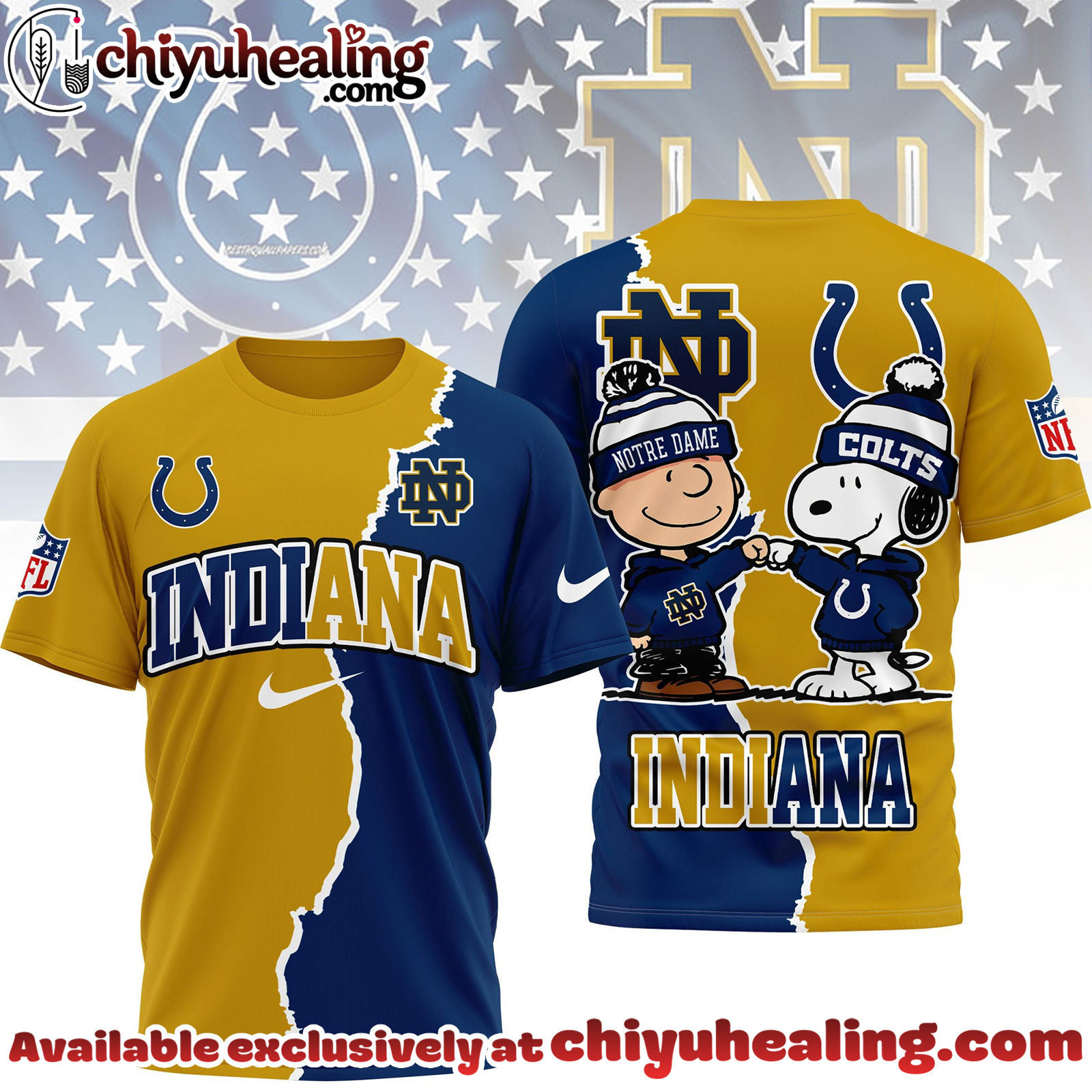 Indianapolis Colts x Notre Dame Fighting Irish Premium NFL Team x NCAA Team Fusion 3D Shirt, Hoodie, Sweatshirt
