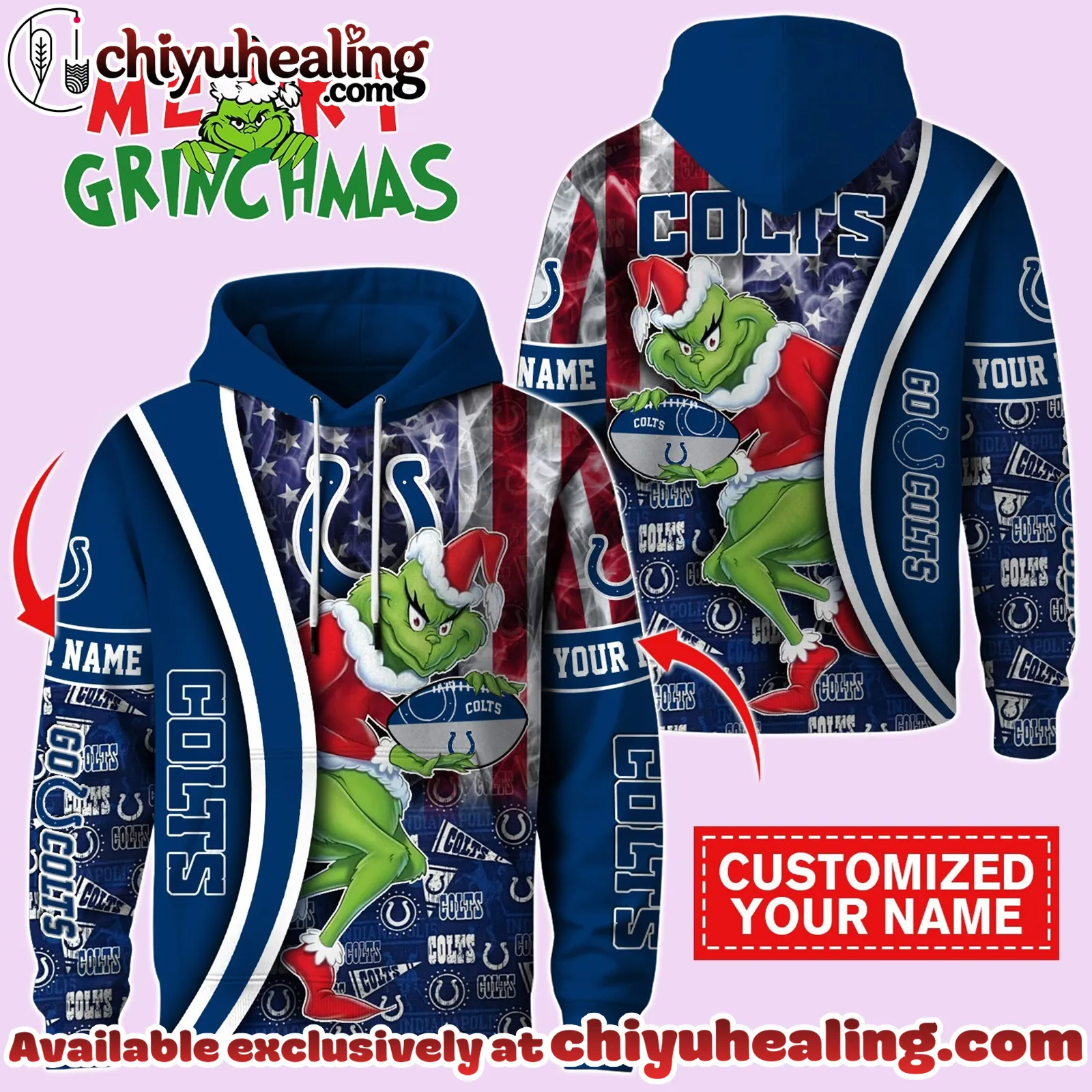 Indianapolis Colts x The Grinch Christmas Football Hoodie Limited Edition-3D Unisex Hoodie