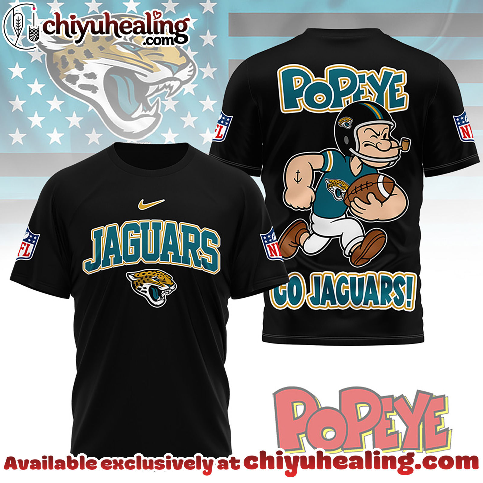Jacksonville Jaguars Premium NFL Popeye Fan 3D Shirt, Hoodie, Sweatshirt, All Team NFL