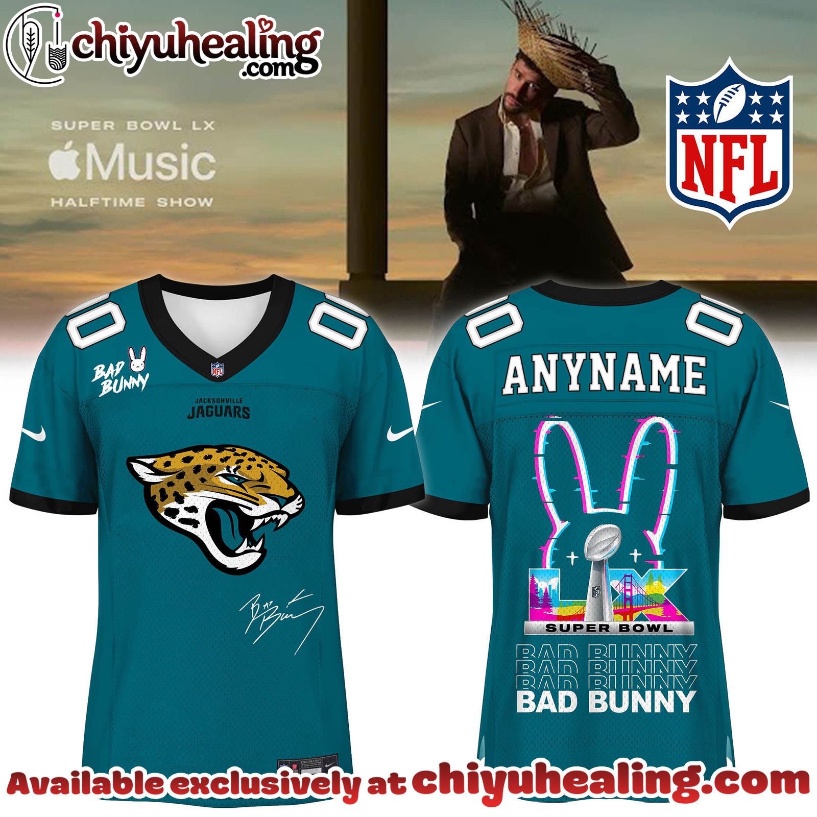 Jacksonville Jaguars x Bad Bunny Super Bowl Football Jersey Limited Edition