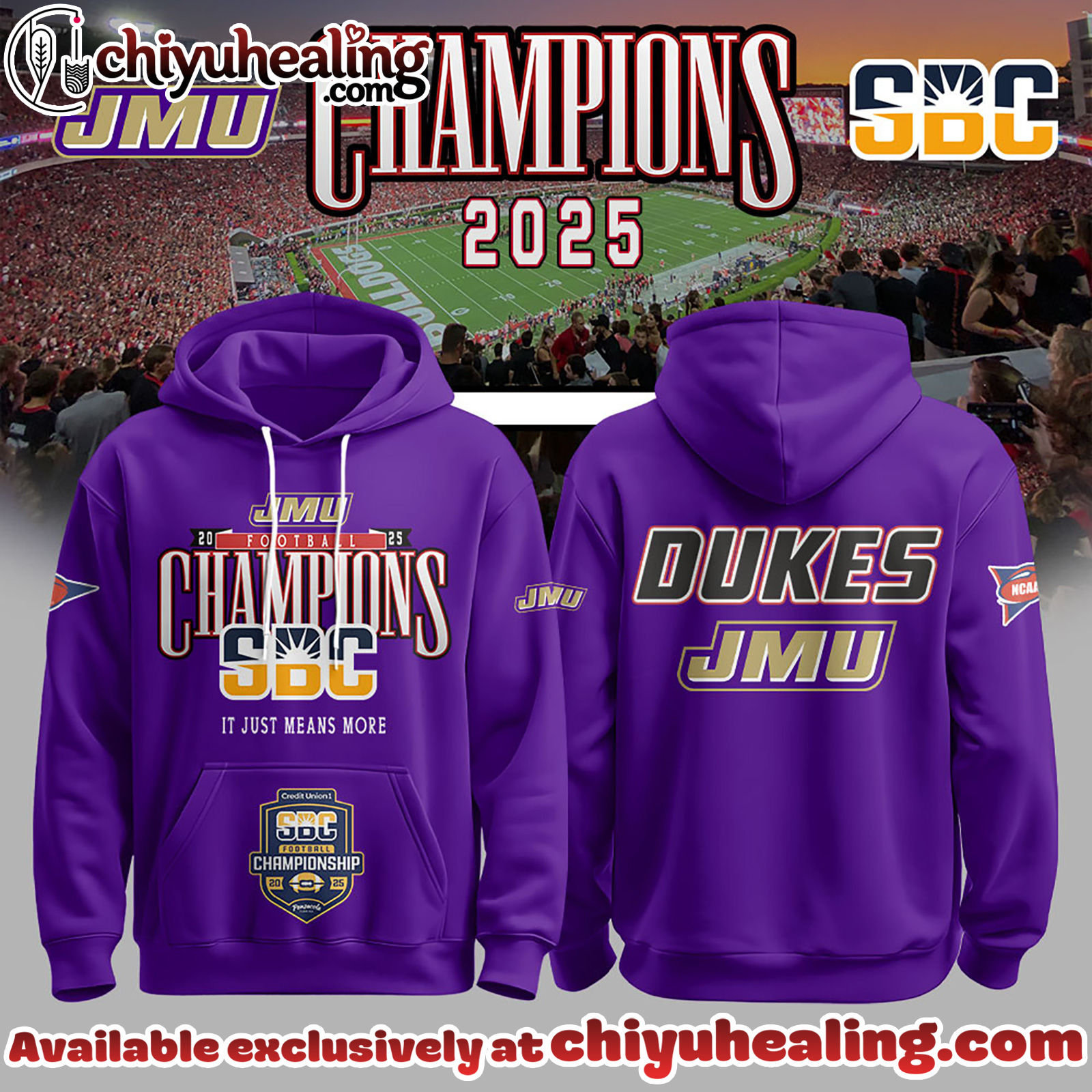 James Madison Dukes Football 2025 SBC Champs Hoodie, Sweatshirt, Shirt