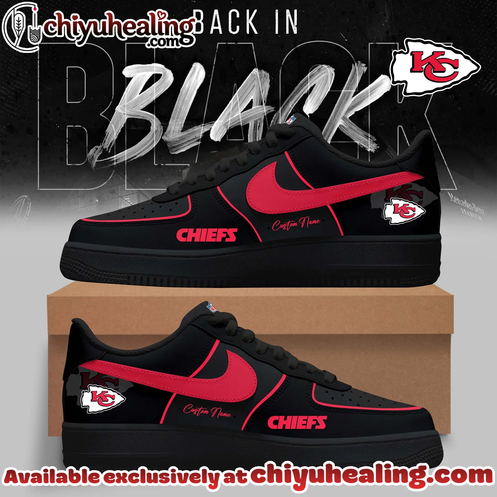 Kansas City Chiefs - 2025 Back In Black Limited Edition Air Force 1