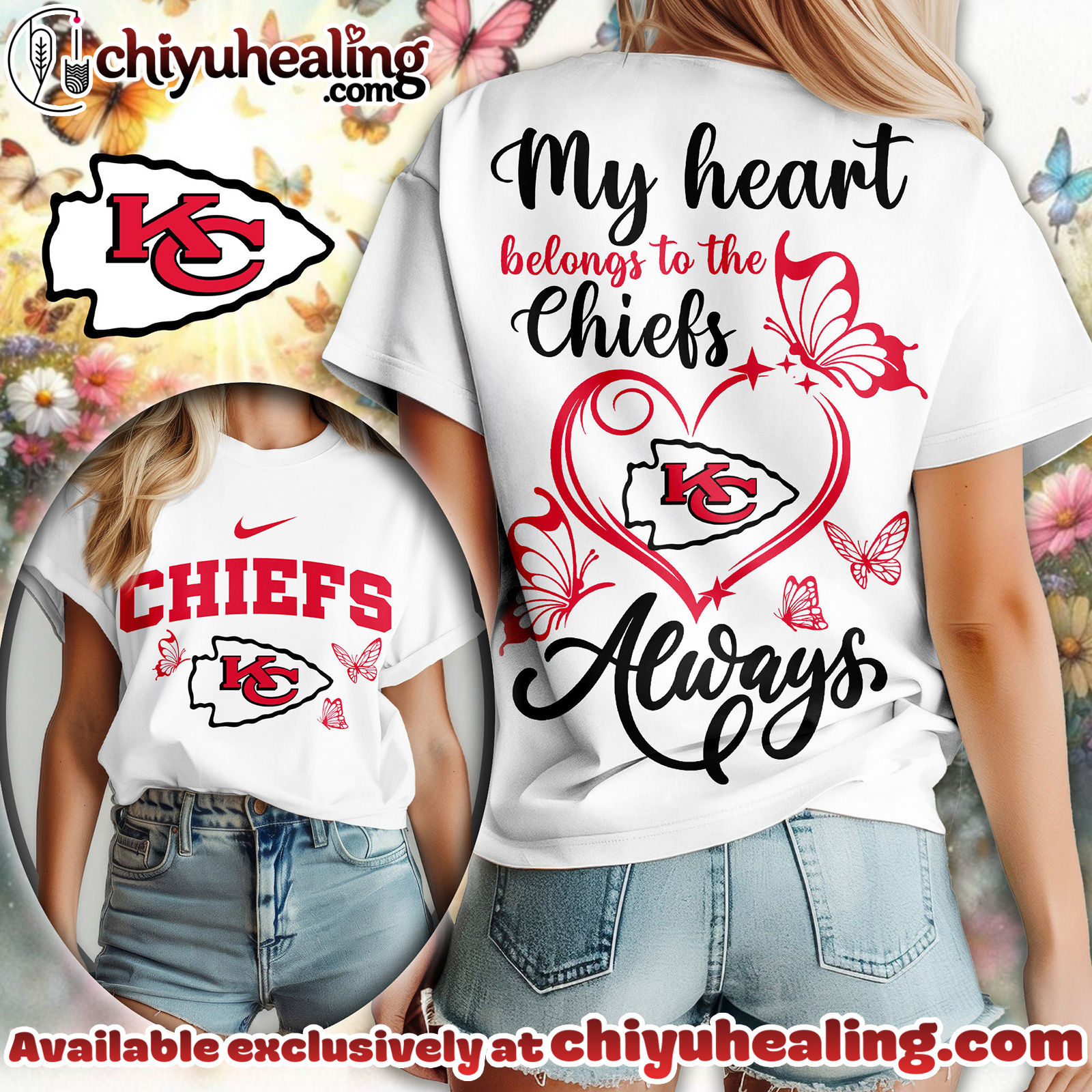 Kansas City Chiefs Premium NFL Butterfly Women Shirt, Hoodie, Sweatshirt