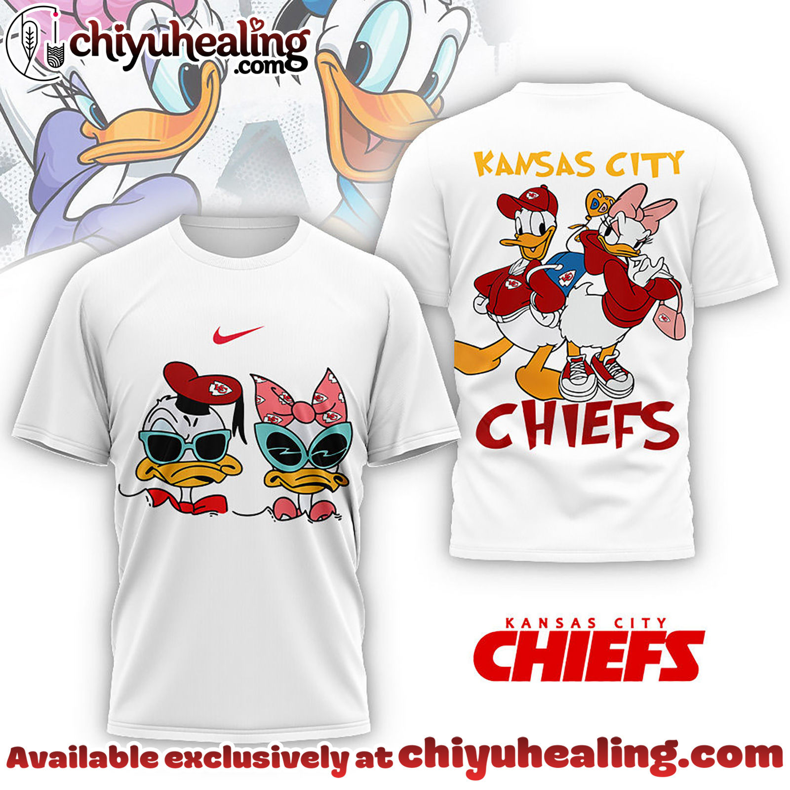 Kansas City Chiefs Premium NFL Donald And Daisy 3D Tshirt, Sweatshirt, Hoodie
