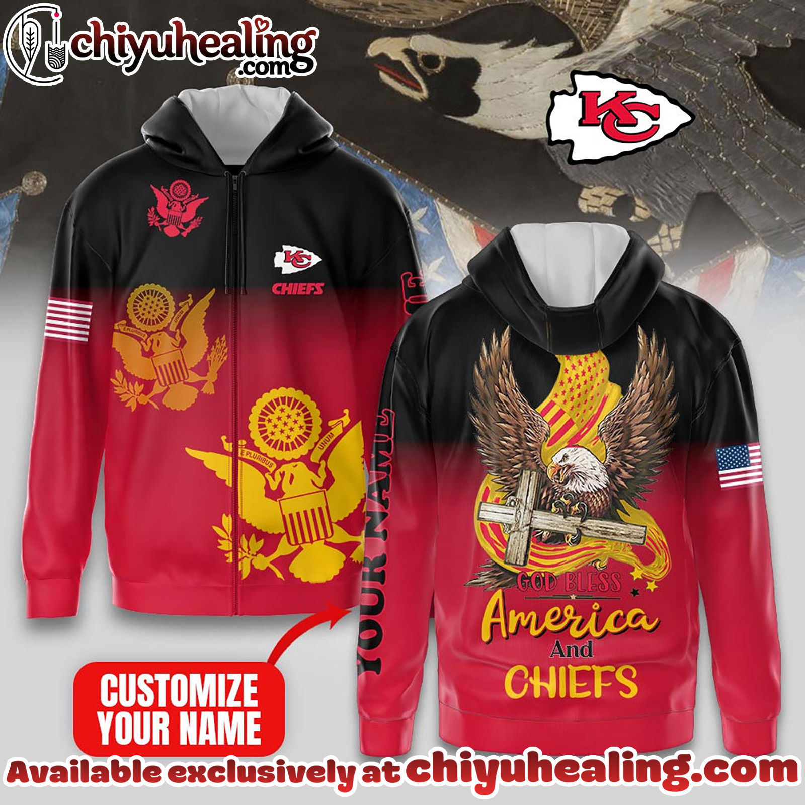 Kansas City Chiefs Premium NFL God Bless America Zip Hoodie, T-shirt, Sweatshirt - Ver 2