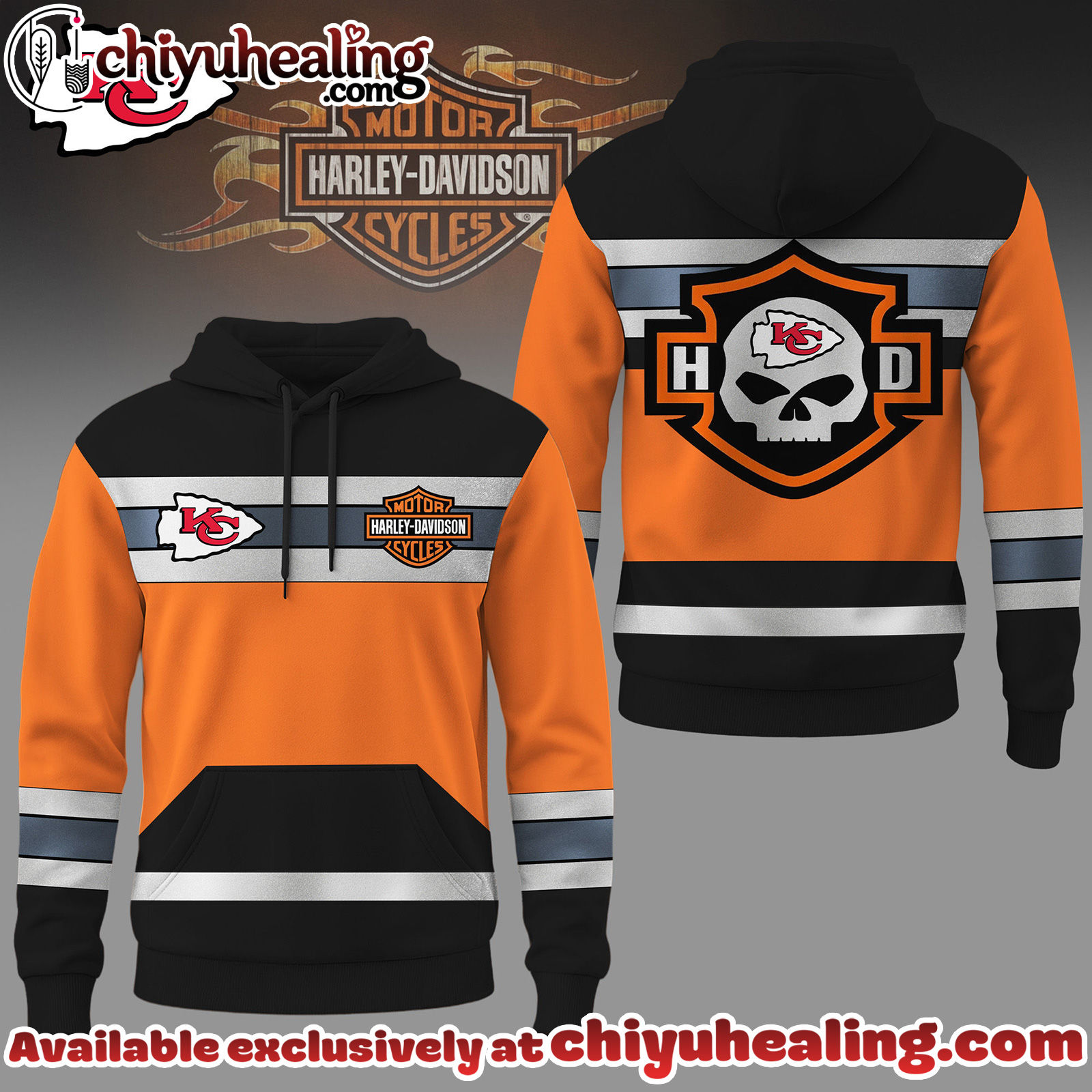 Kansas City Chiefs Premium NFL Harley-Davidson High Visibility 3D Hoodie, Sweatshirt, Tshirt