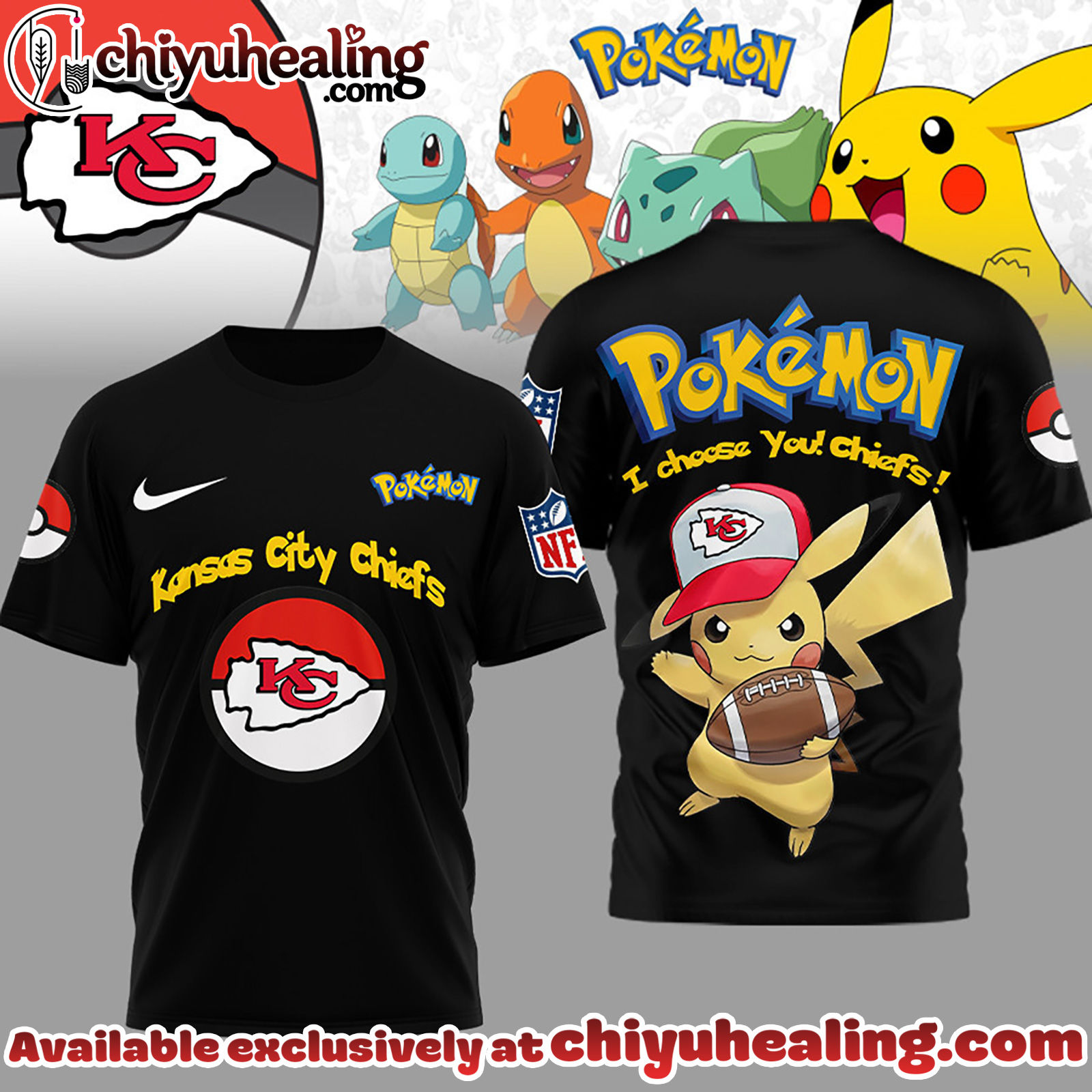 Kansas City Chiefs Premium NFL I Choose You Pikachu 3D Shirt, Hoodie, Sweatshirt, All Team NFL