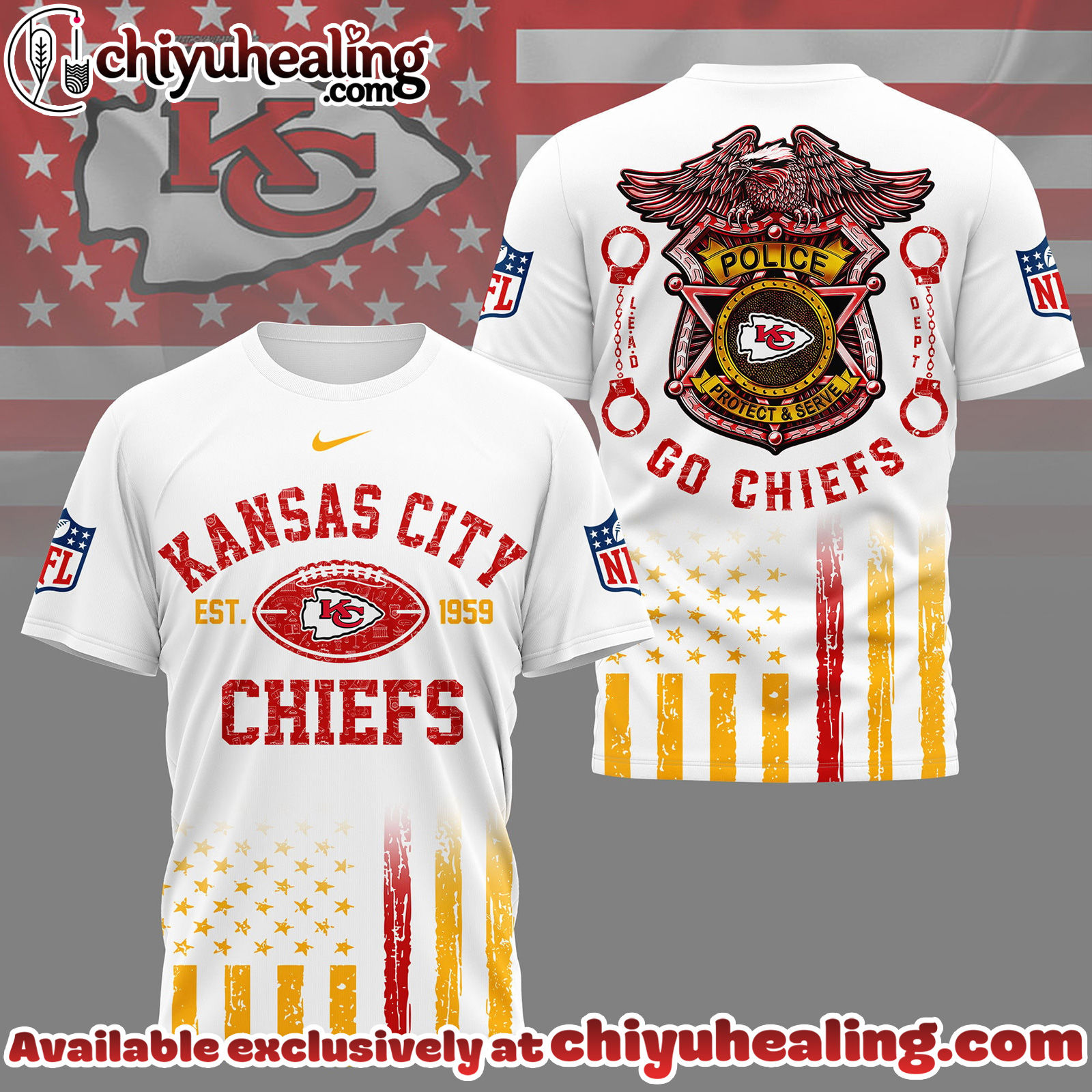 Kansas City Chiefs Premium NFL Law Enforcement Tribute 3D Shirt