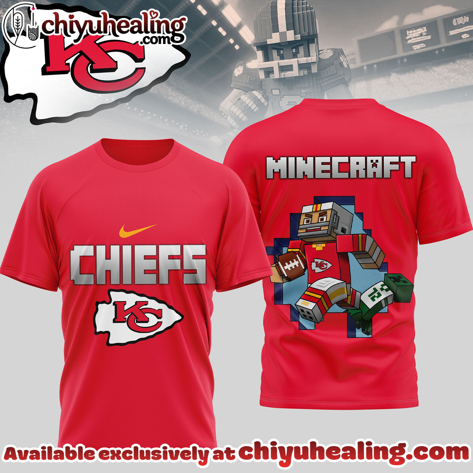Kansas City Chiefs Premium NFL Minecraft 3D Shirt