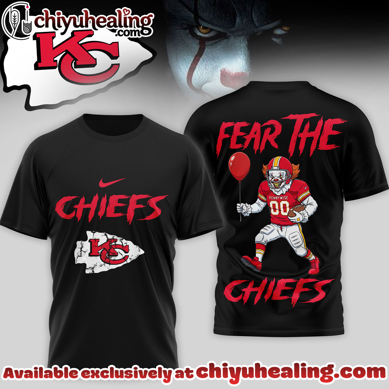 Kansas City Chiefs Premium NFL Pennywise 3D Shirt Kansas City Chiefs Premium NFL Pennywise 3D Shirt