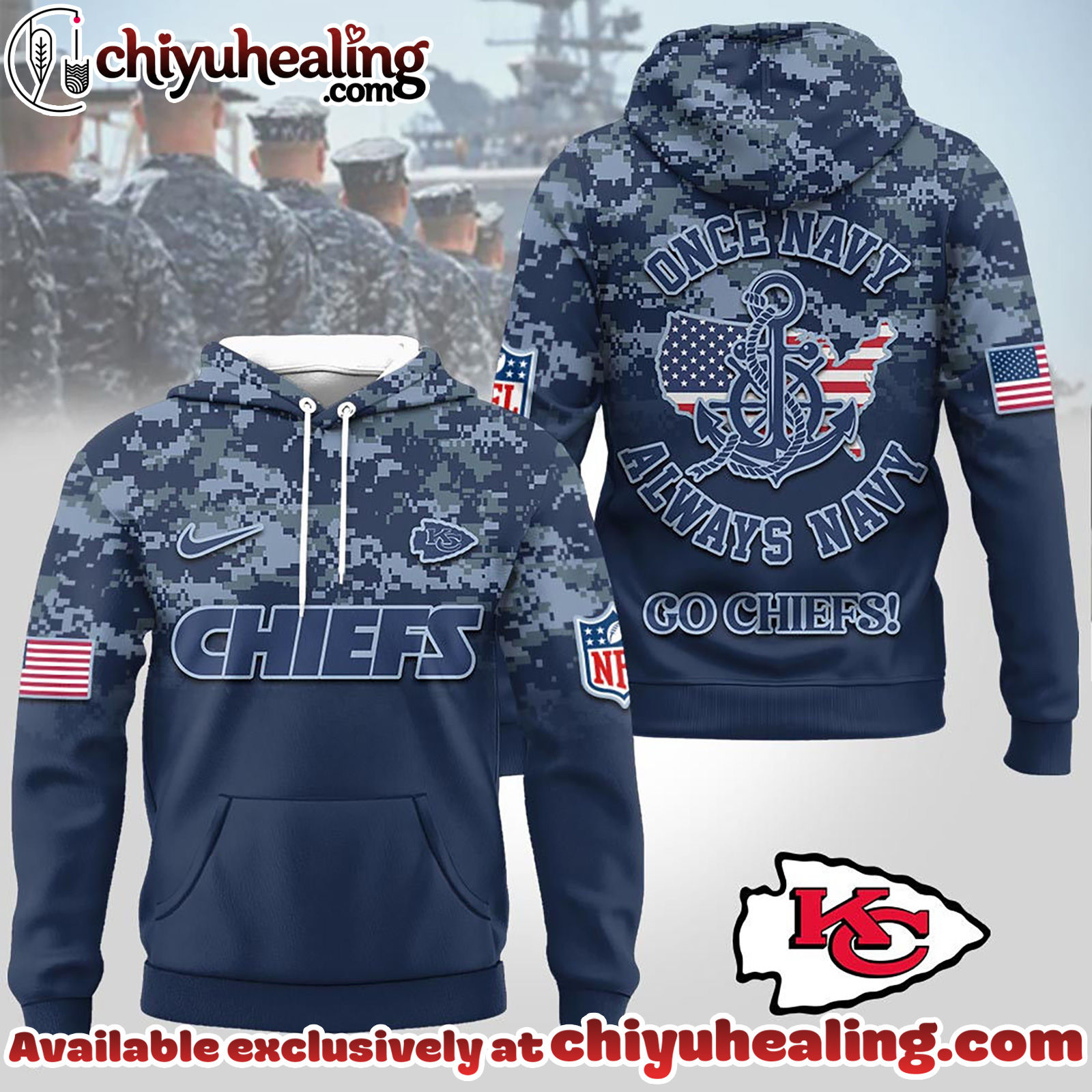 Kansas City Chiefs Premium NFL US Navy 3D Hoodie, Sweatshirt, T-Shirt, All Team NFL