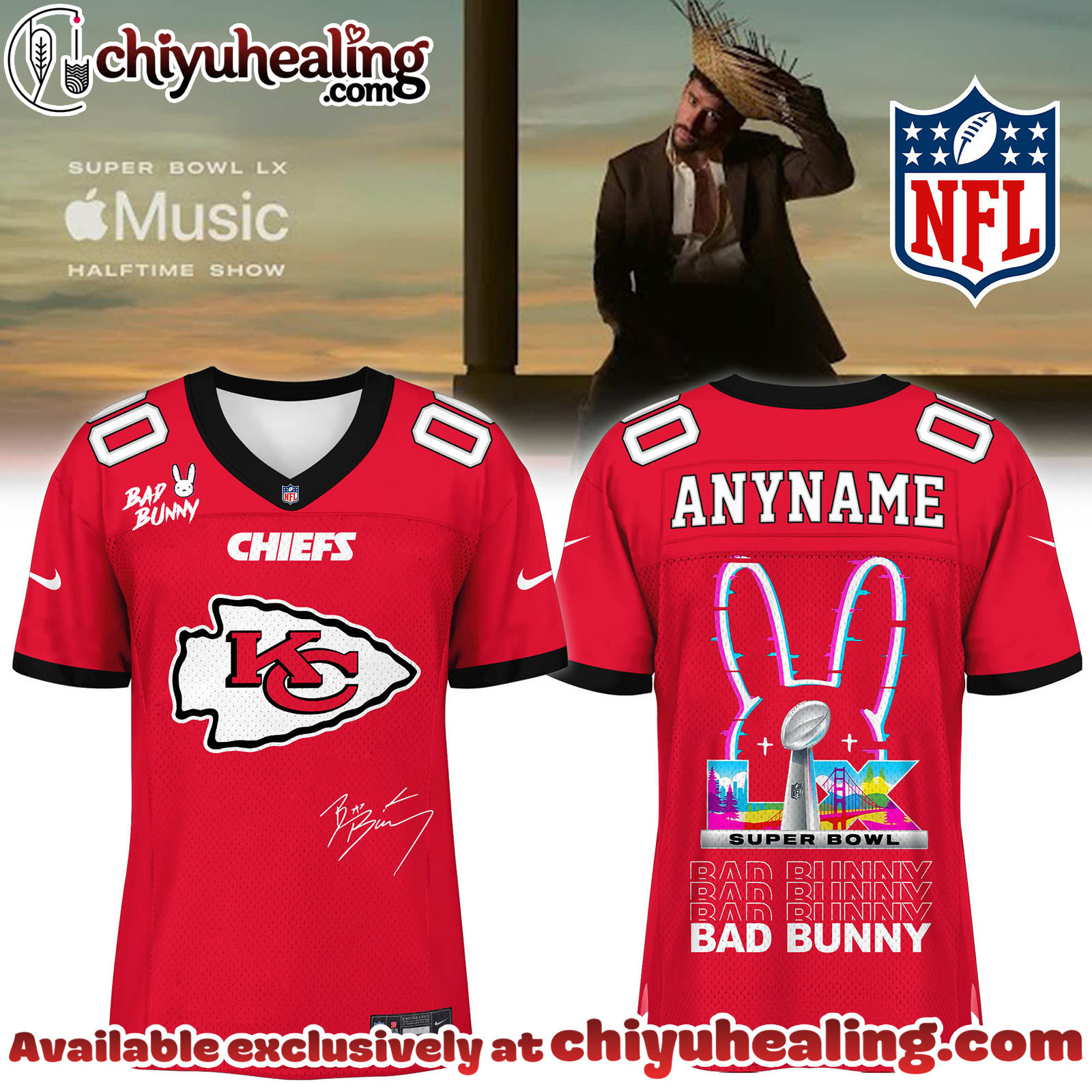 Kansas City Chiefs x Bad Bunny Super Bowl Football Jersey Limited Edition