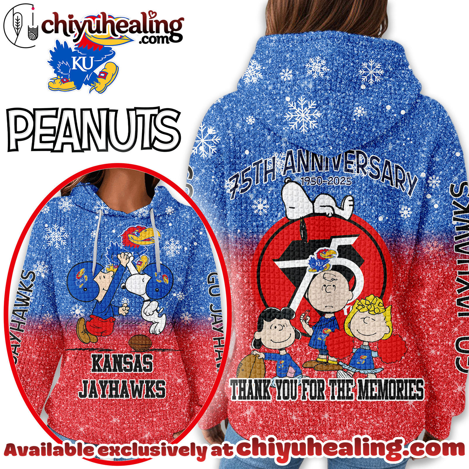 Kansas Jayhawks Premium NCAA Peanuts Anniversary 3D Waffle Hoodie, Sweatshirt, Tshirt HI