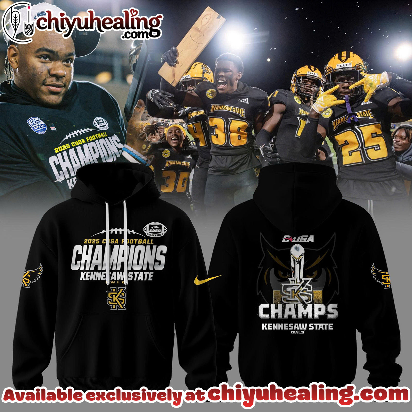 Kennesaw State Owls - CONFERENCE USA CHAMPS 2025 Collection Hoodie, Sweatshirt, Shirt