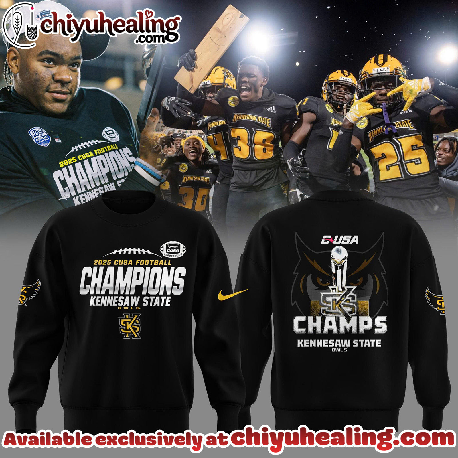 Kennesaw State Owls - CONFERENCE USA CHAMPS 2025 Collection Sweatshirt, Hoodie, tshirt