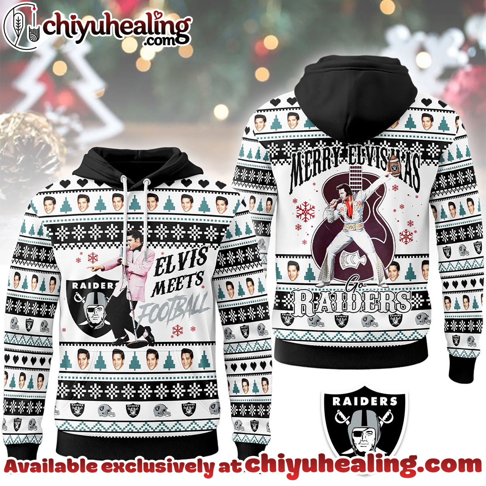 Las Vegas Raiders Premium NFL Elvis Presley Christmas Hoodie, Sweatshirt, Shirt, All Team NFL