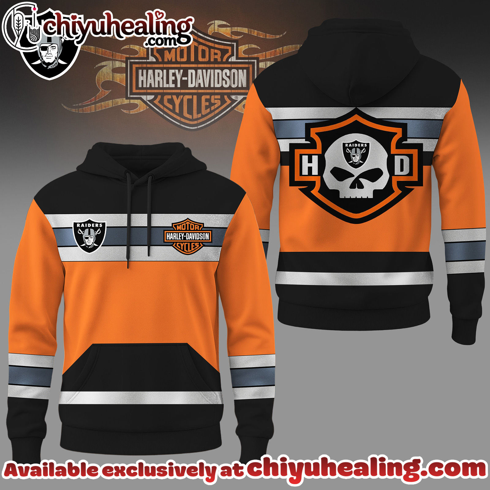 Las Vegas Raiders Premium NFL Harley-Davidson High Visibility 3D Hoodie, Sweatshirt, Tshirt