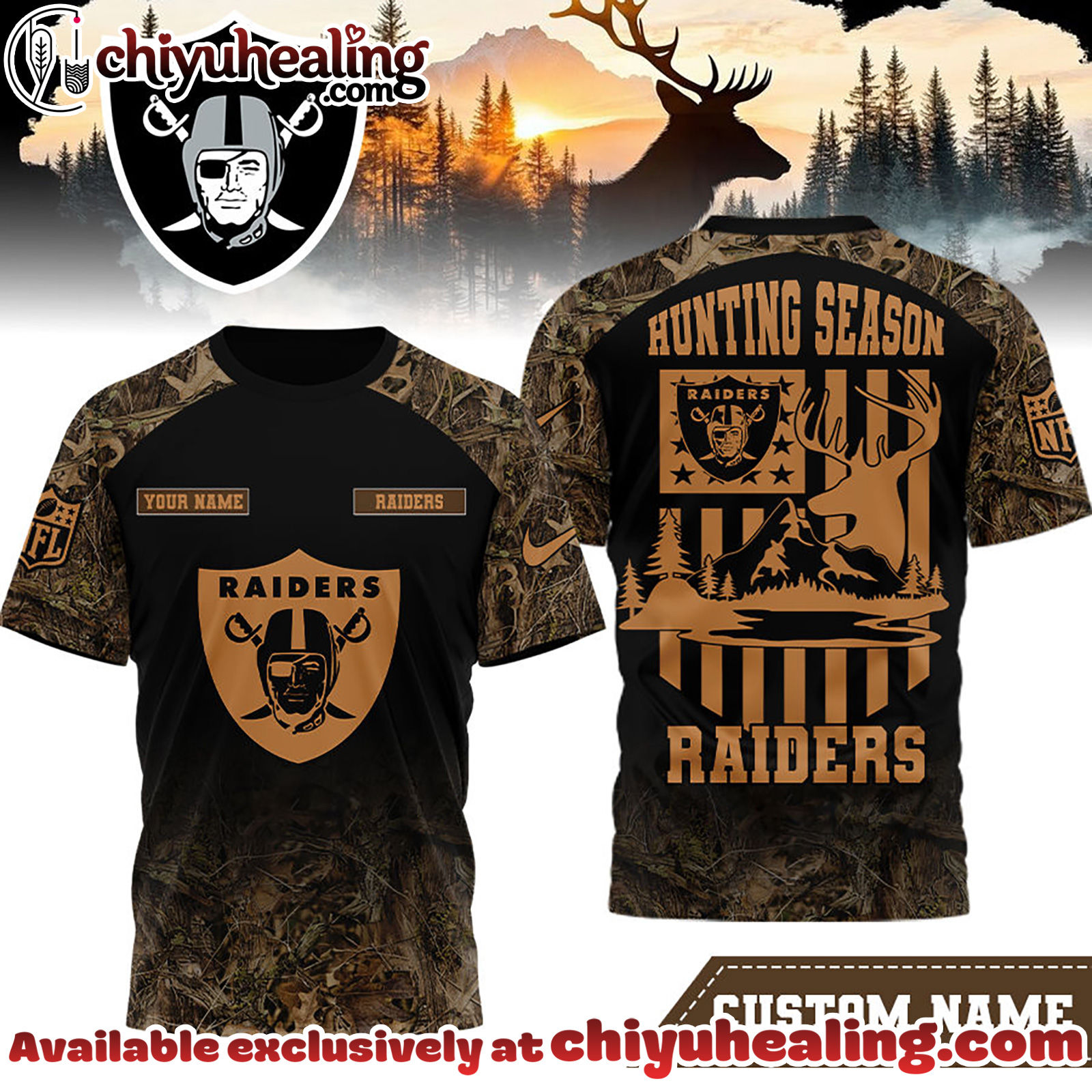 Las Vegas Raiders Premium NFL Hunting Season 3D Shirt