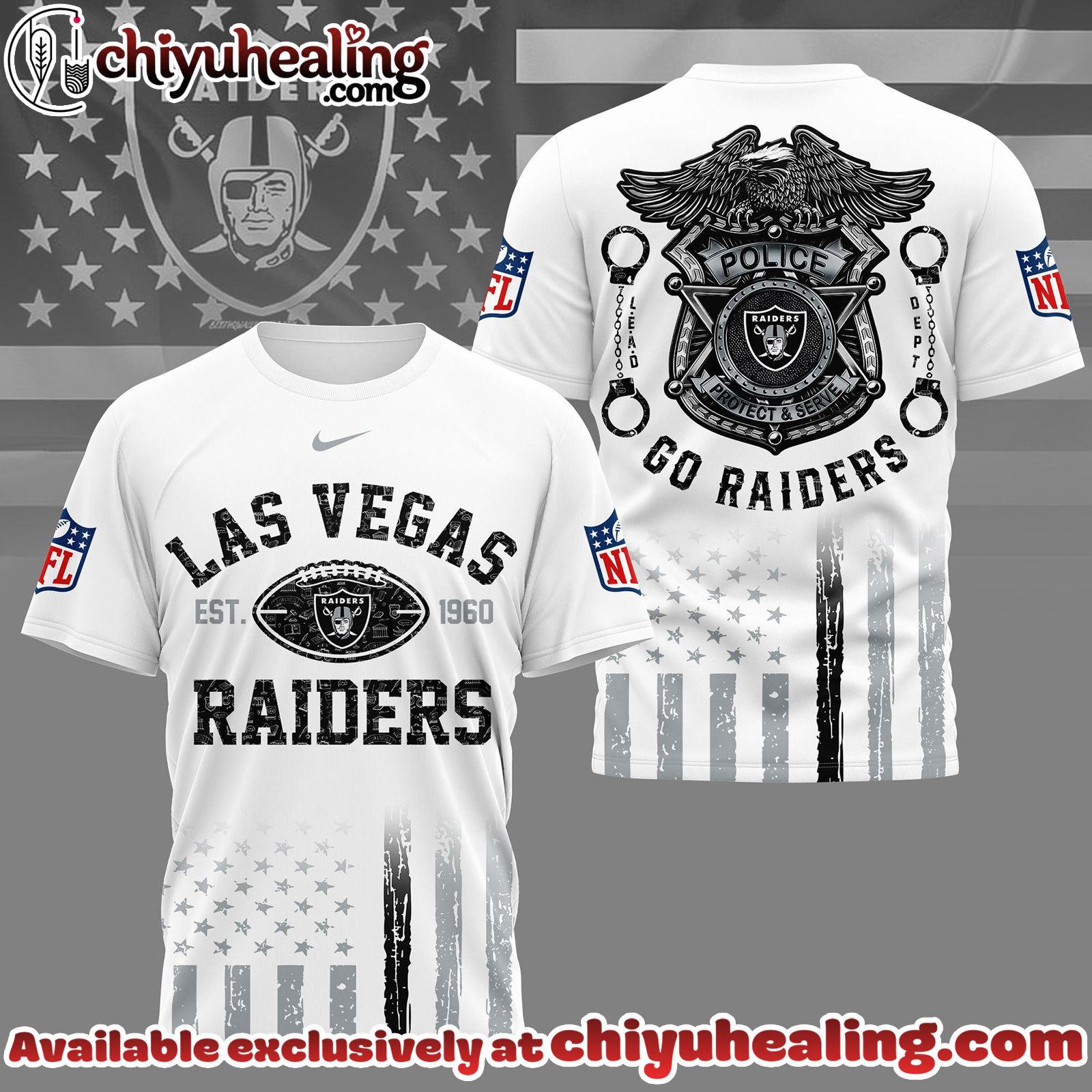 Las Vegas Raiders Premium NFL Law Enforcement Tribute 3D Shirt