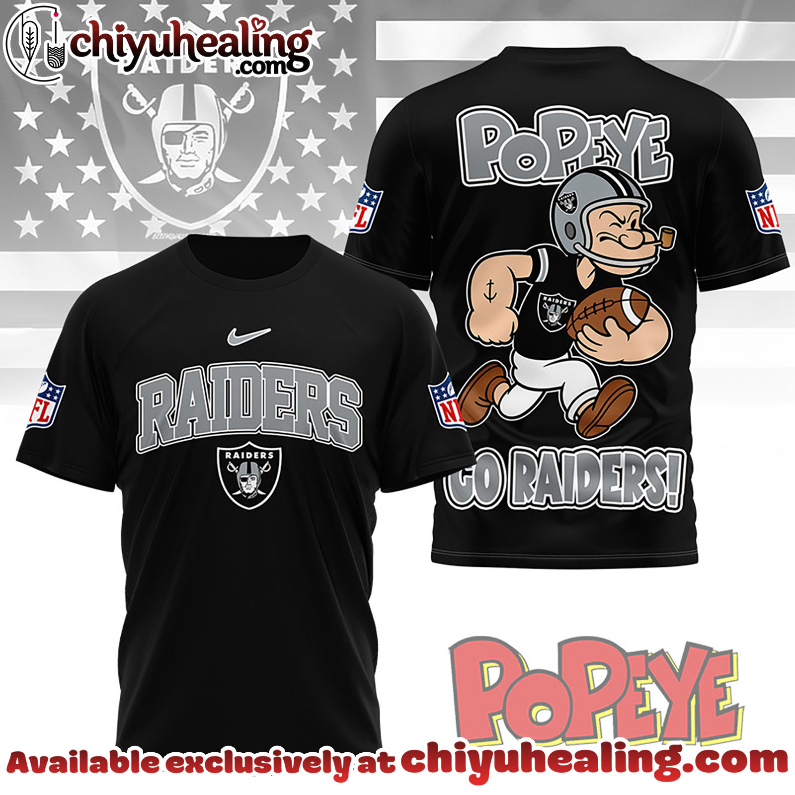 Las Vegas Raiders Premium NFL Popeye Fan 3D Shirt, Hoodie, Sweatshirt, All Team NFL