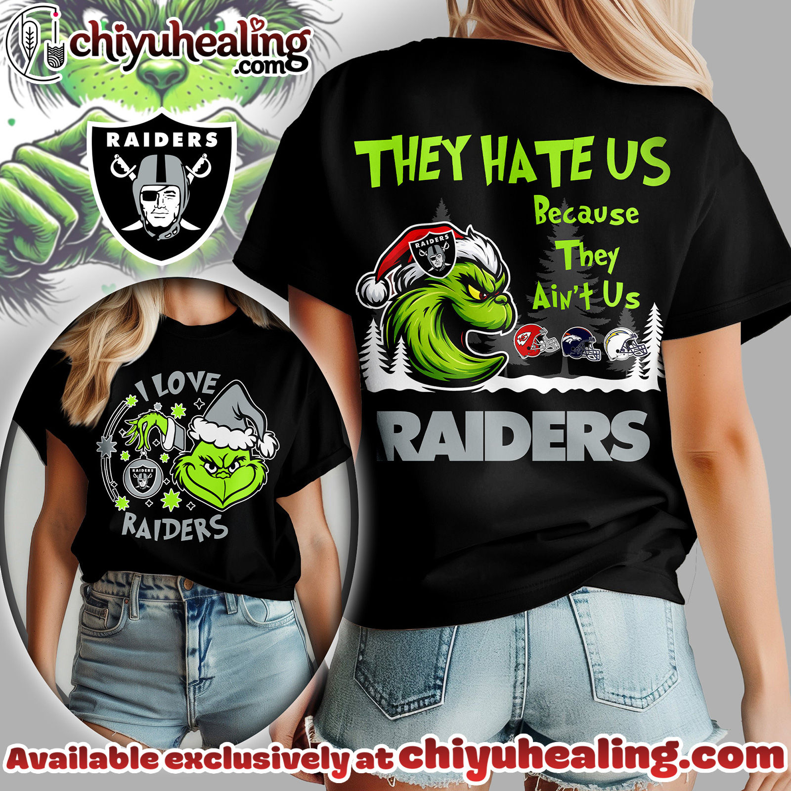 Las Vegas Raiders Premium NFL They Hate Us Grinch Women Shirt, Hoodie, Sweatshirt, All Team NFL