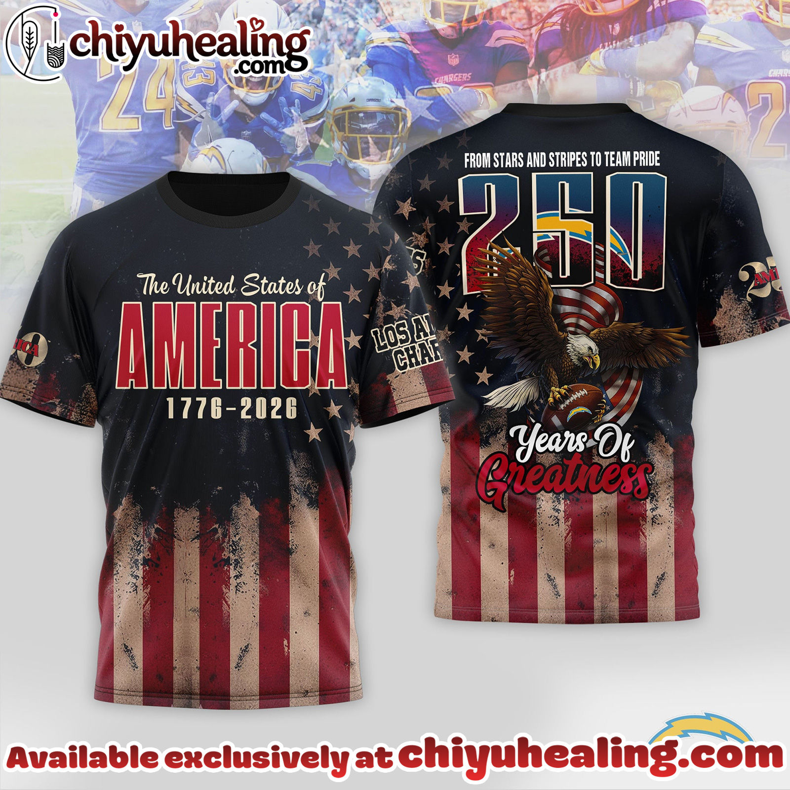 Los Angeles Chargers Premium NFL 250th Anniversary Of America 3D Shirt, Hoodie, Sweatshirt