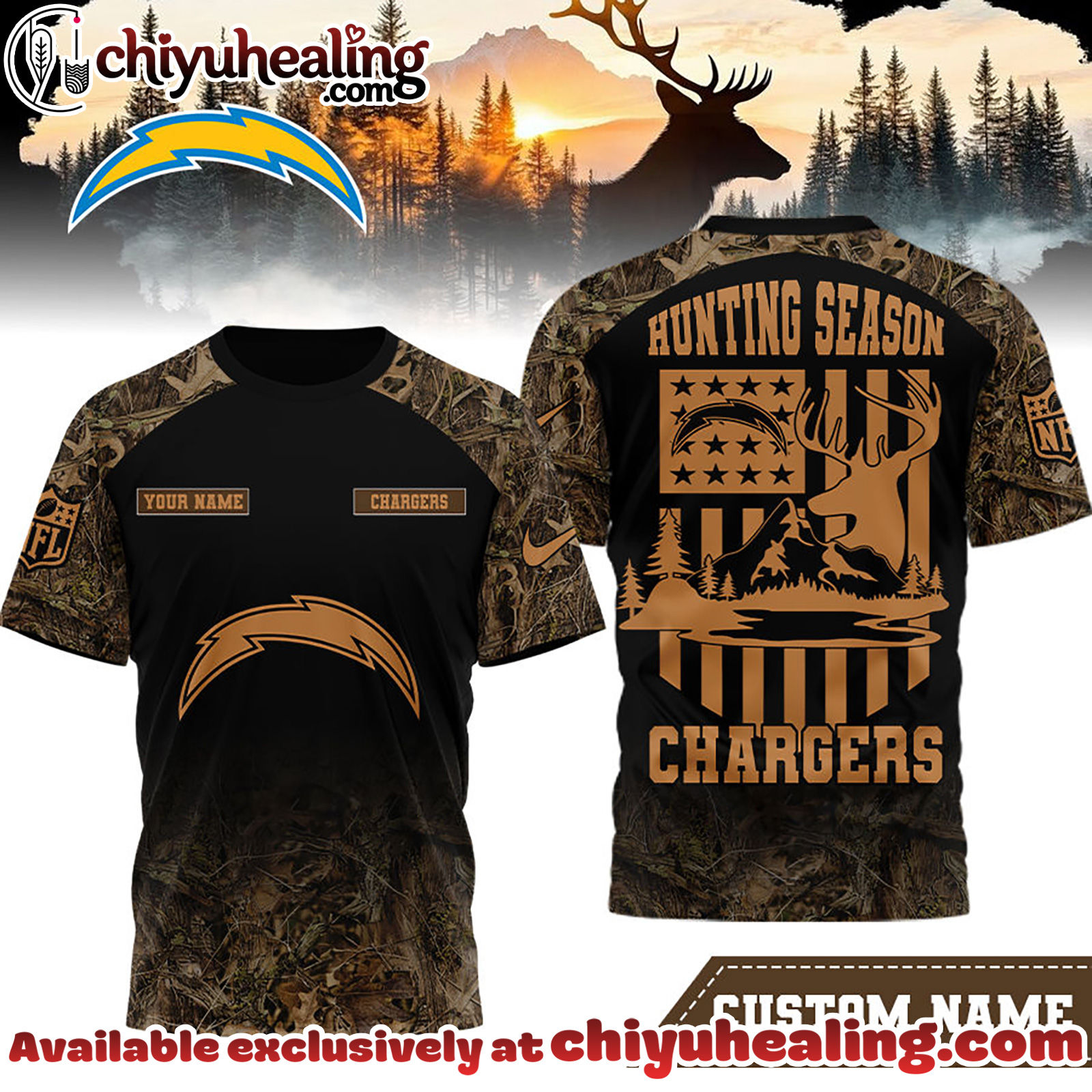 Los Angeles Chargers Premium NFL Hunting Season 3D Shirt