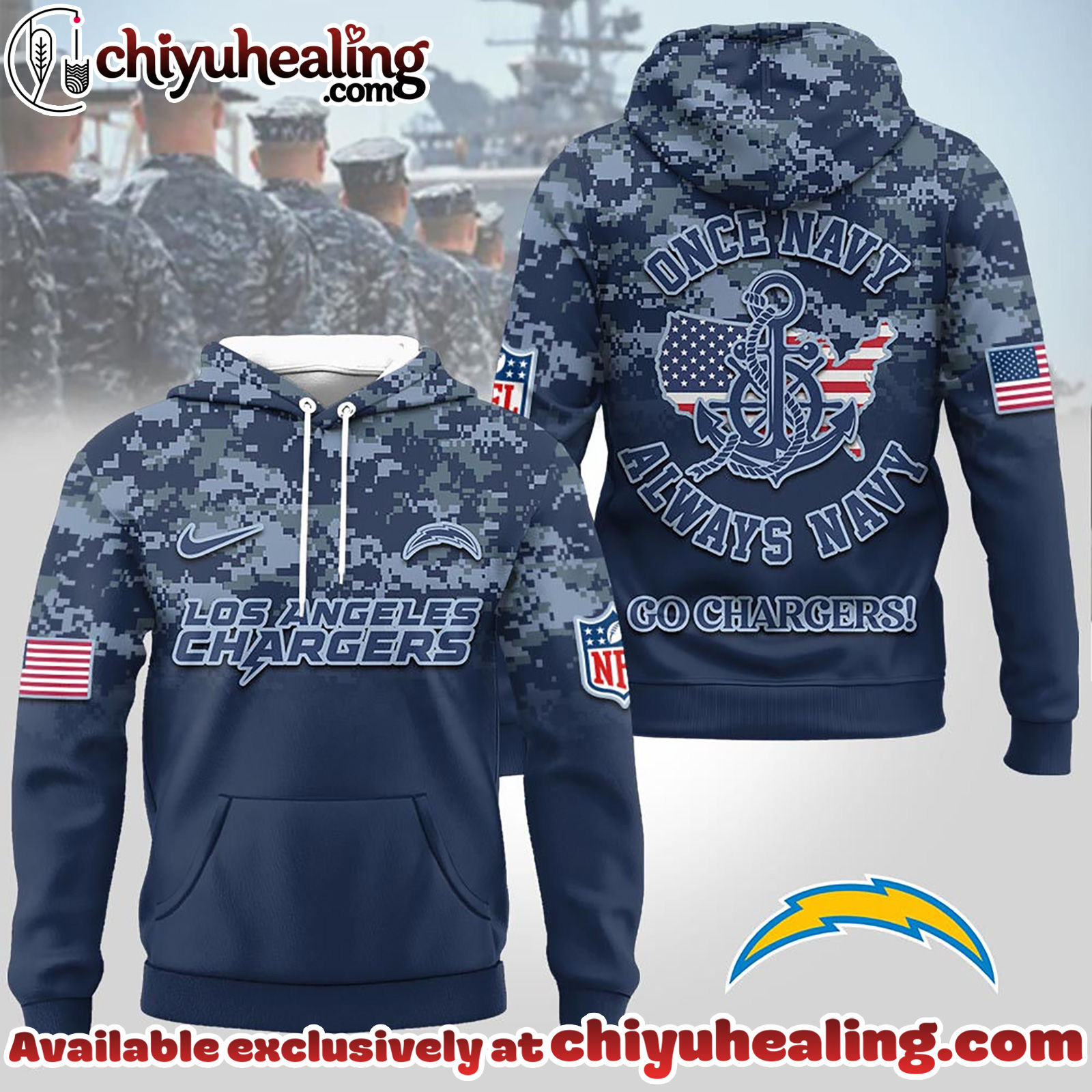 Los Angeles Chargers Premium NFL US Navy 3D Hoodie, Sweatshirt, T-Shirt, All Team NFL