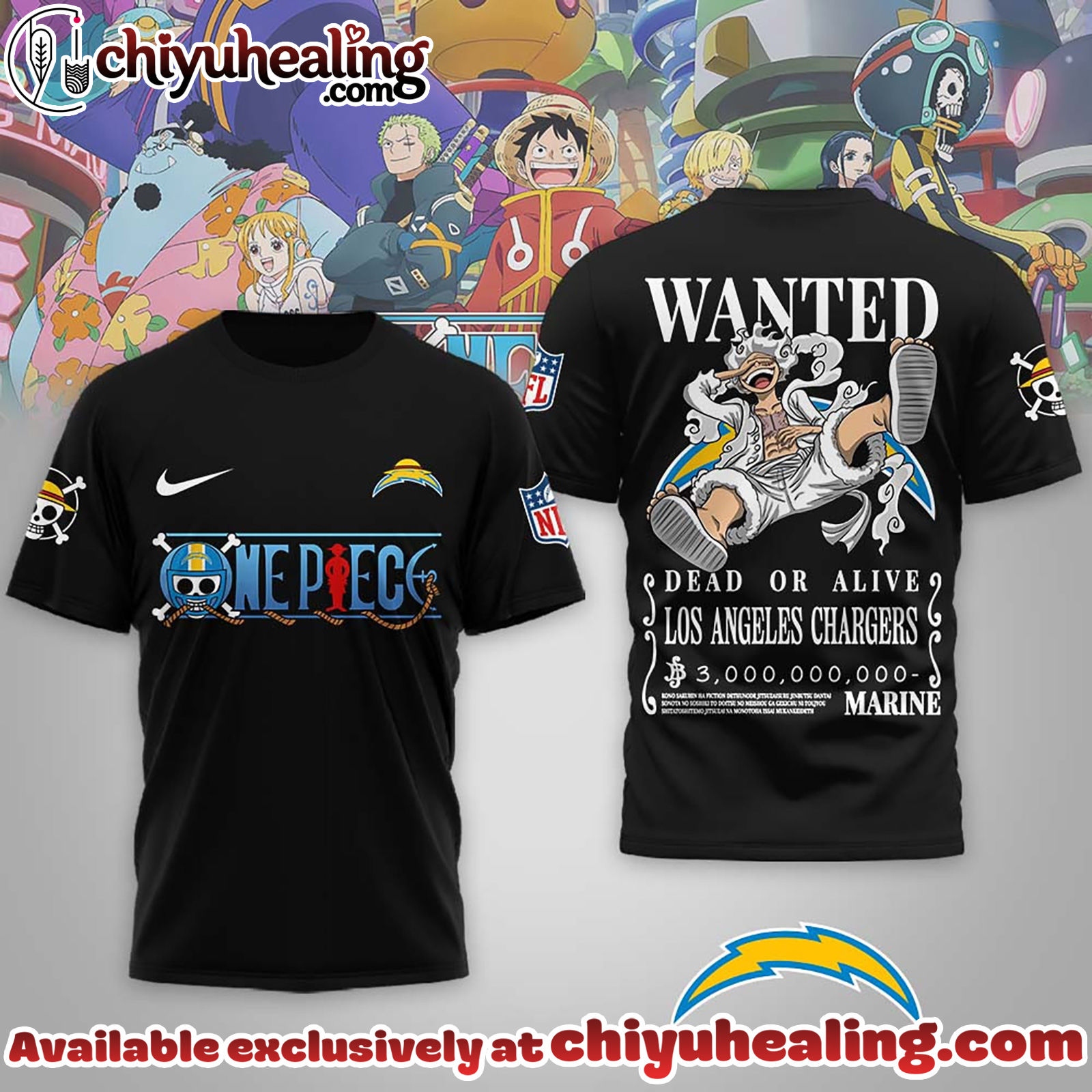 Los Angeles Chargers Premium NFL Wanted Monkey D Luffy 3D Shirt, Hoodie, Sweatshirt, All Team NFL