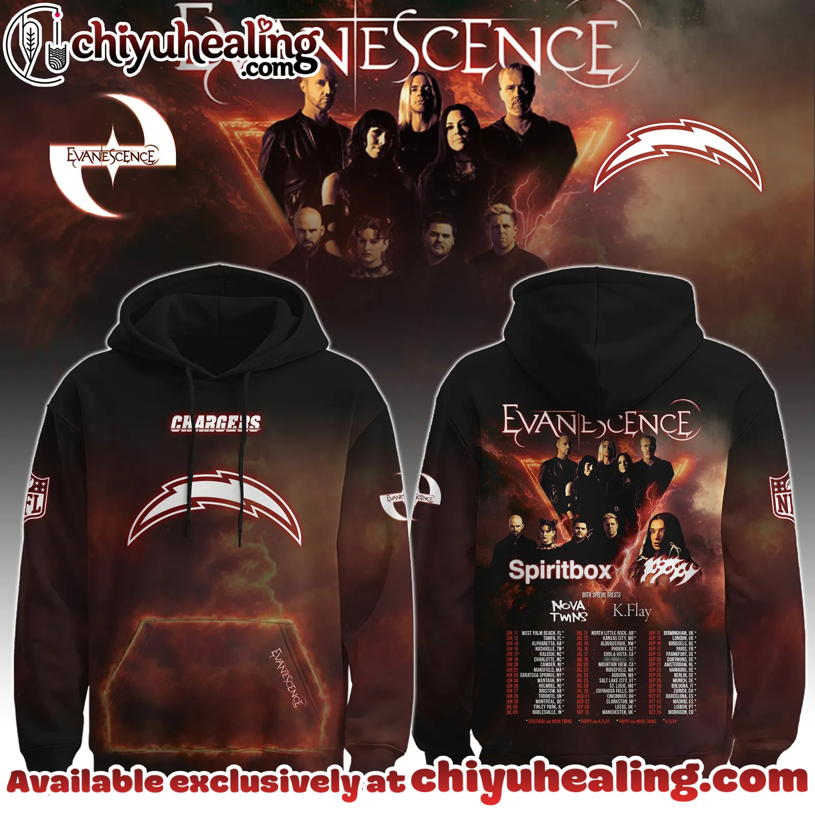 Los Angeles Chargers x Evanescence Hoodie Limited Hoodie, All Team NFL