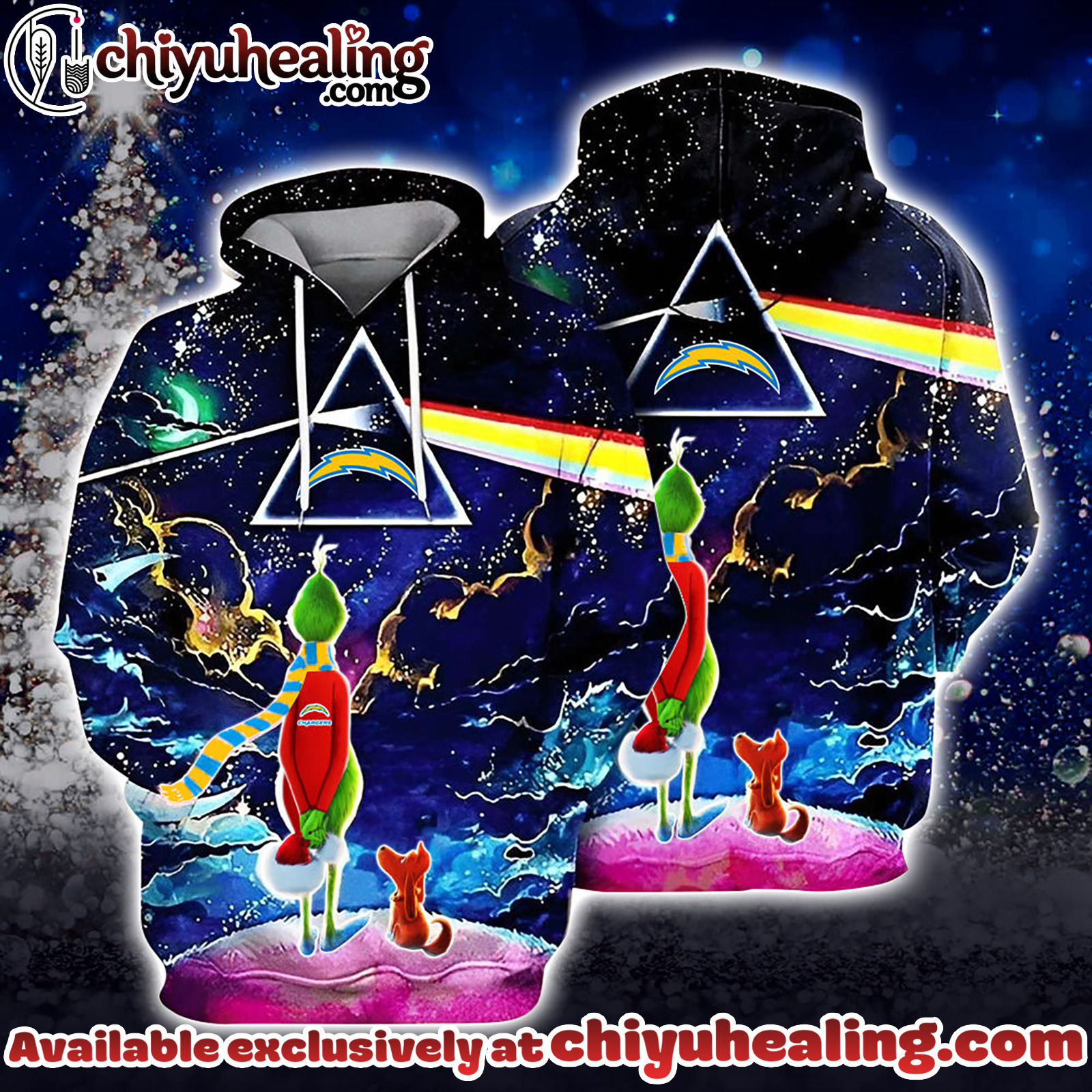 Los Angeles Chargers x Grinch And Pink Floyd Football Hoodie, T-Shirt, Sweatshirt, All Team NFC Limited Edition-3D