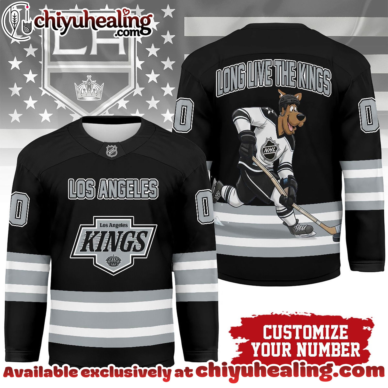 Los Angeles Kings Premium NHL Scooby Doo Personalized Hockey Jersey