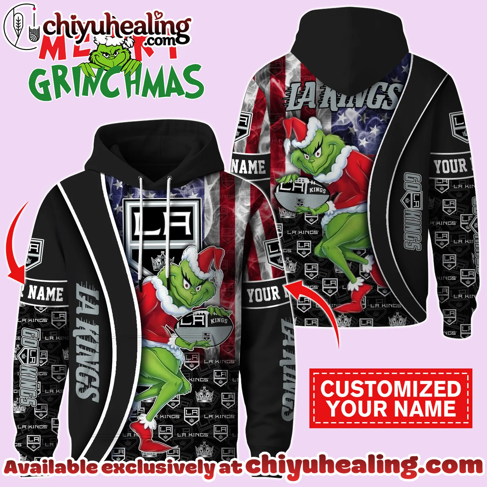 Los Angeles Kings x The Grinch Christmas Hockey Hoodie Limited Edition-3D Unisex Hoodie