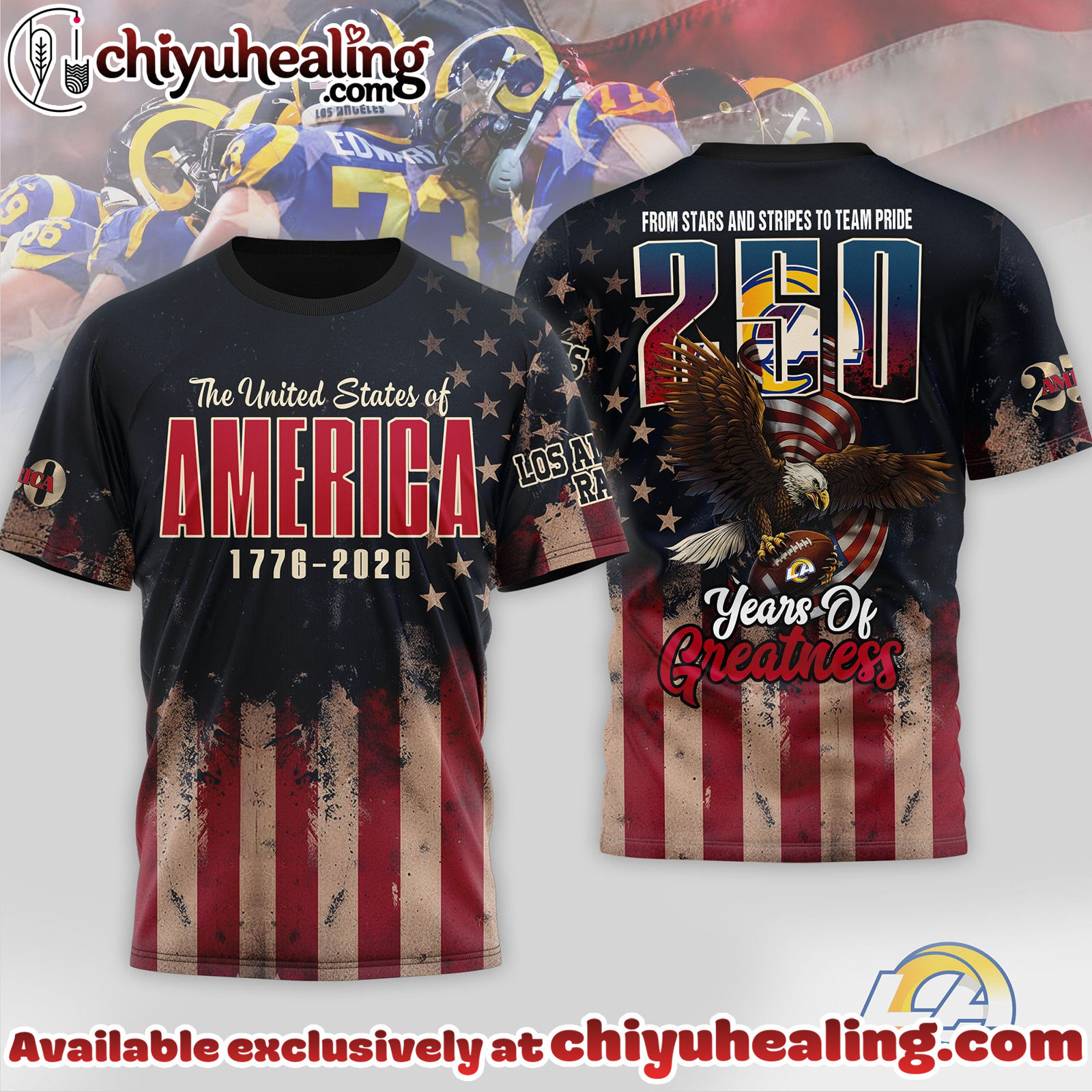 Los Angeles Rams Premium NFL 250th Anniversary Of America 3D Shirt, Hoodie, Sweatshirt