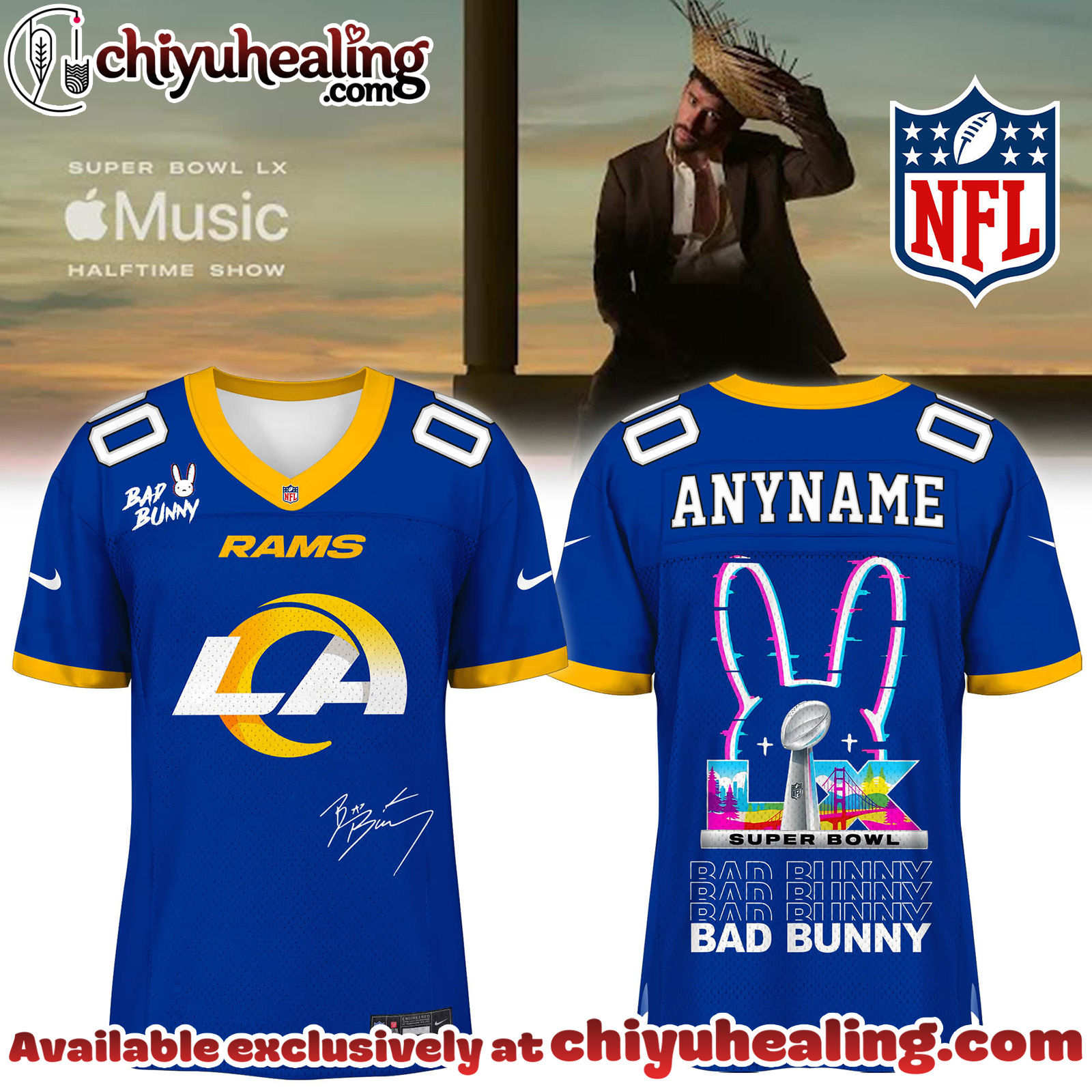 Los Angeles Rams x Bad Bunny Super Bowl Football Jersey Limited Edition