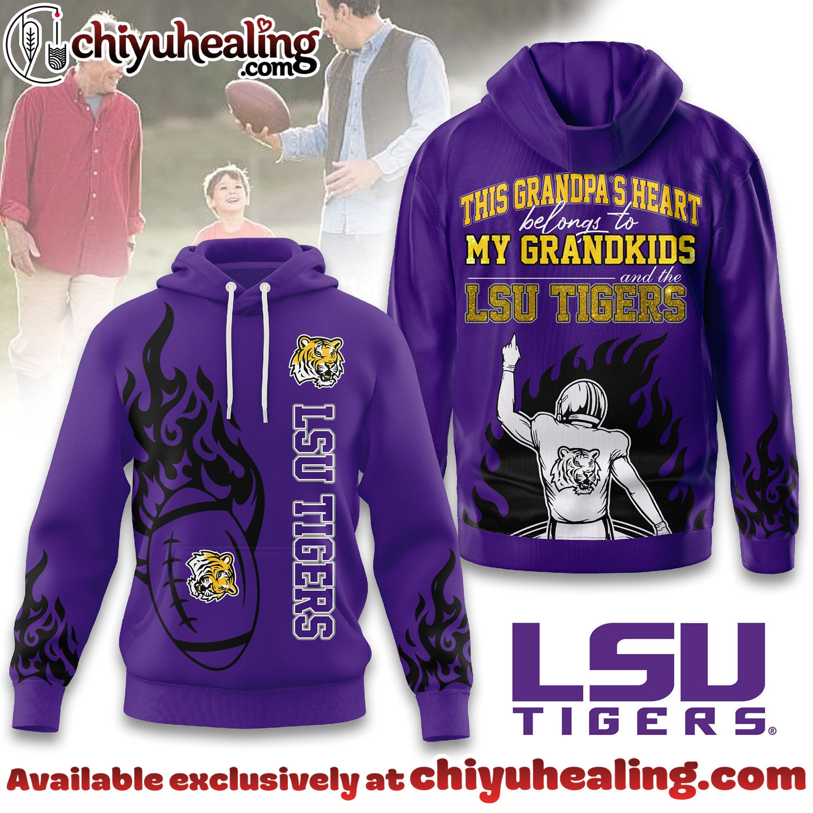 LSU Tigers Premium NCAA Football Grandpa Hoodie, Sweatshirt, Shirt, All Team NCAA