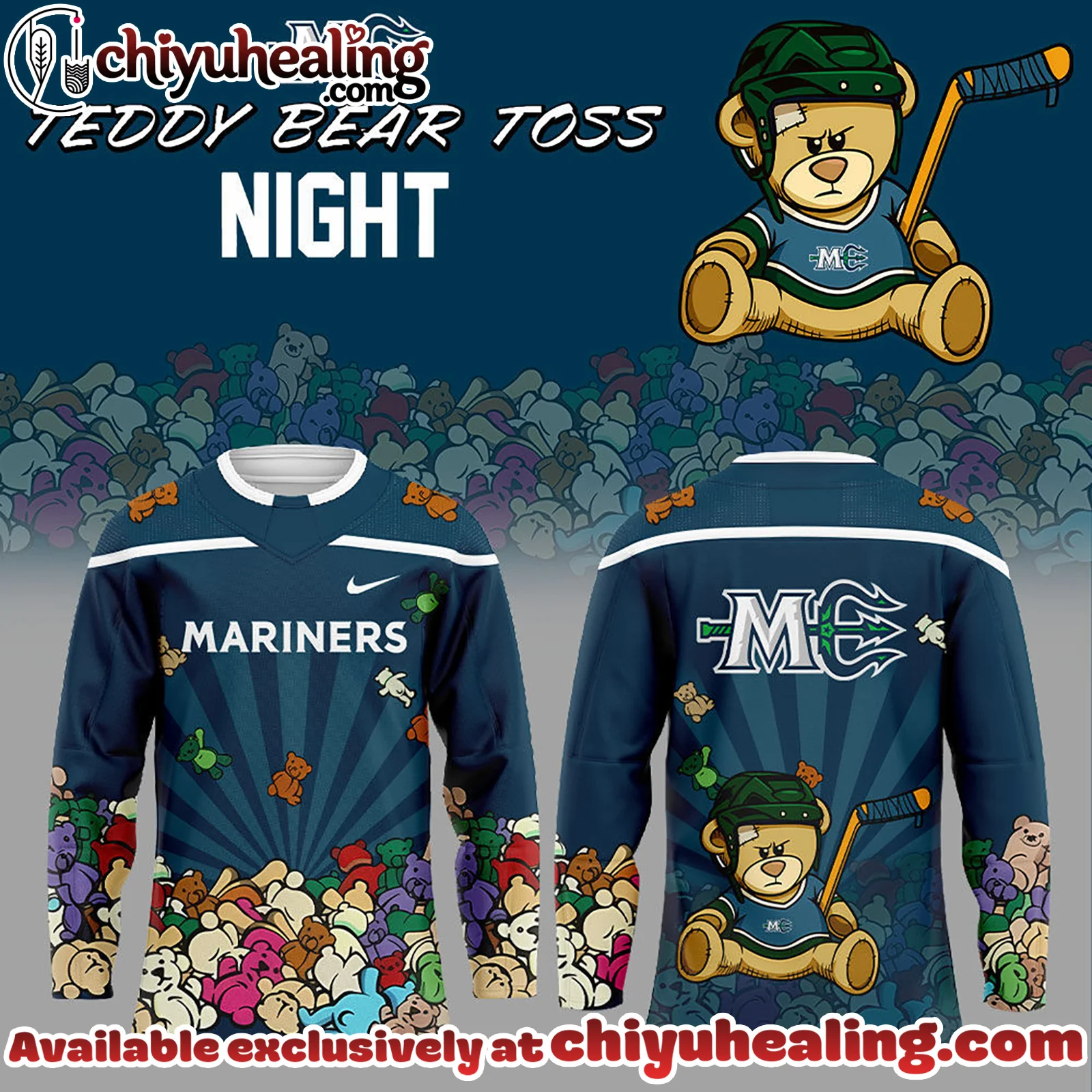 Maine Mariners Teddy Bear Toss Night Hockey Jersey, ALL Team NHL